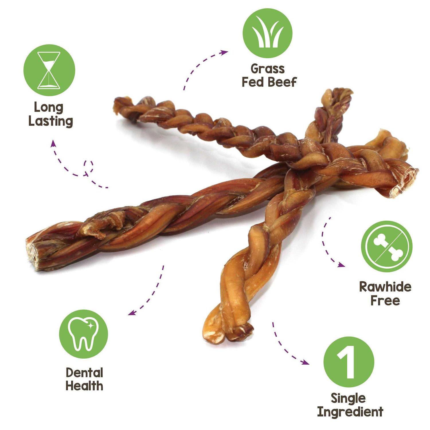 Nature Gnaws Braided Bully Sticks for Dogs Premium Natural Beef Bones - Healthber