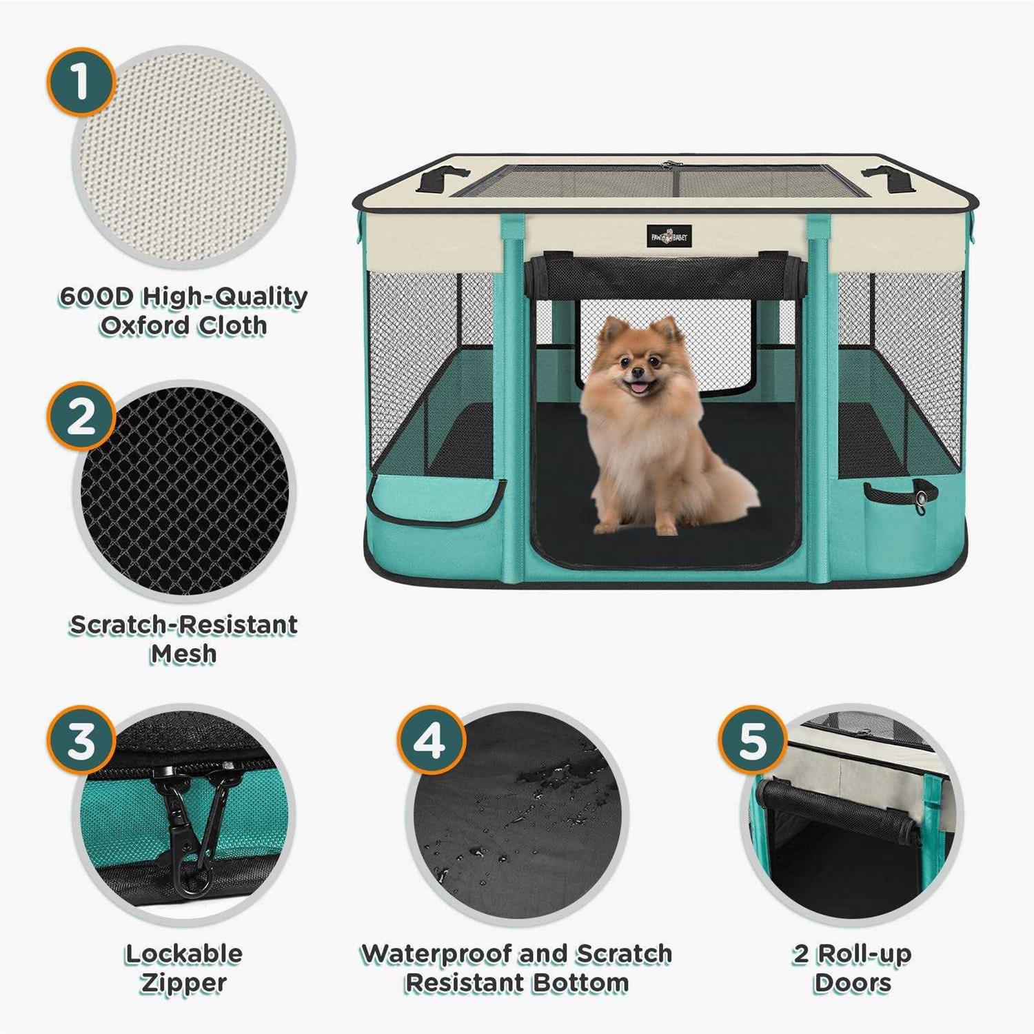 Foldable Pet Playpen Waterproof Portable Pet Cat Dog Playpen Kennel Tent for Small Dog Cat - Healthber