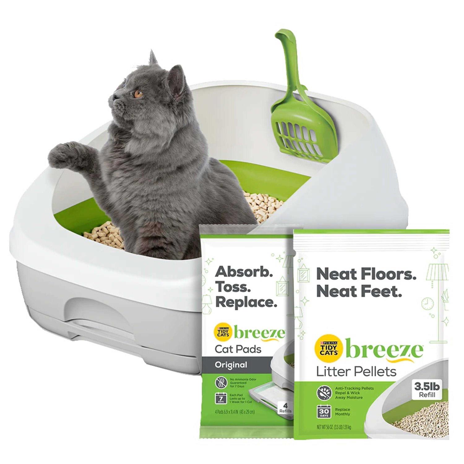 Purina Tidy Cats Litter Box System, Breeze System Starter Kit Litter Box, Litter Pellets & Pads, Size: 7.8 lbs - Healthber
