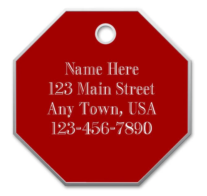 Large Stop Sign Custom Personalized Dog Tag, Red - Healthber