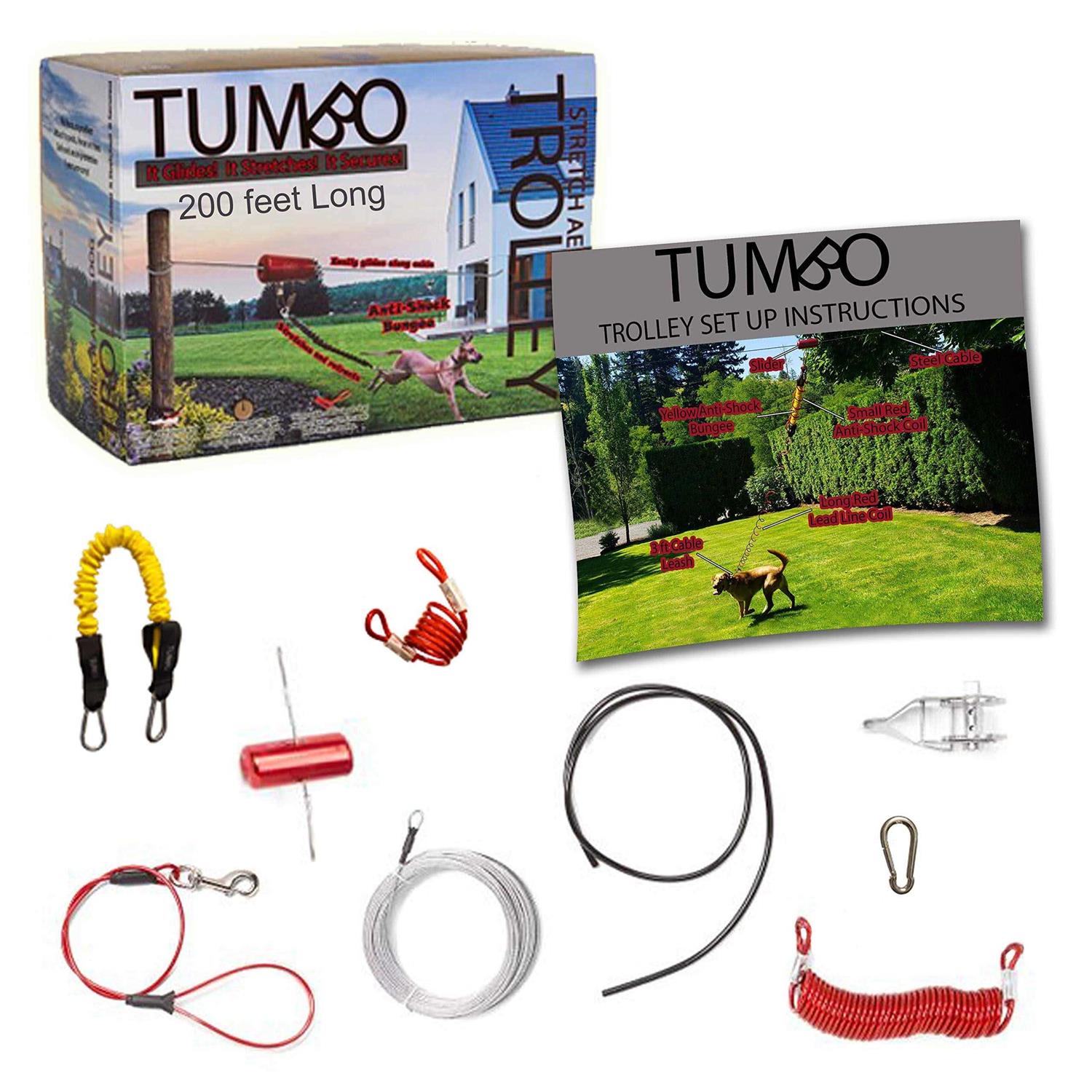 Tumbo Trolley Anti-Shock Aerial Dog Runner for Yard Small and Large Dog - Healthber