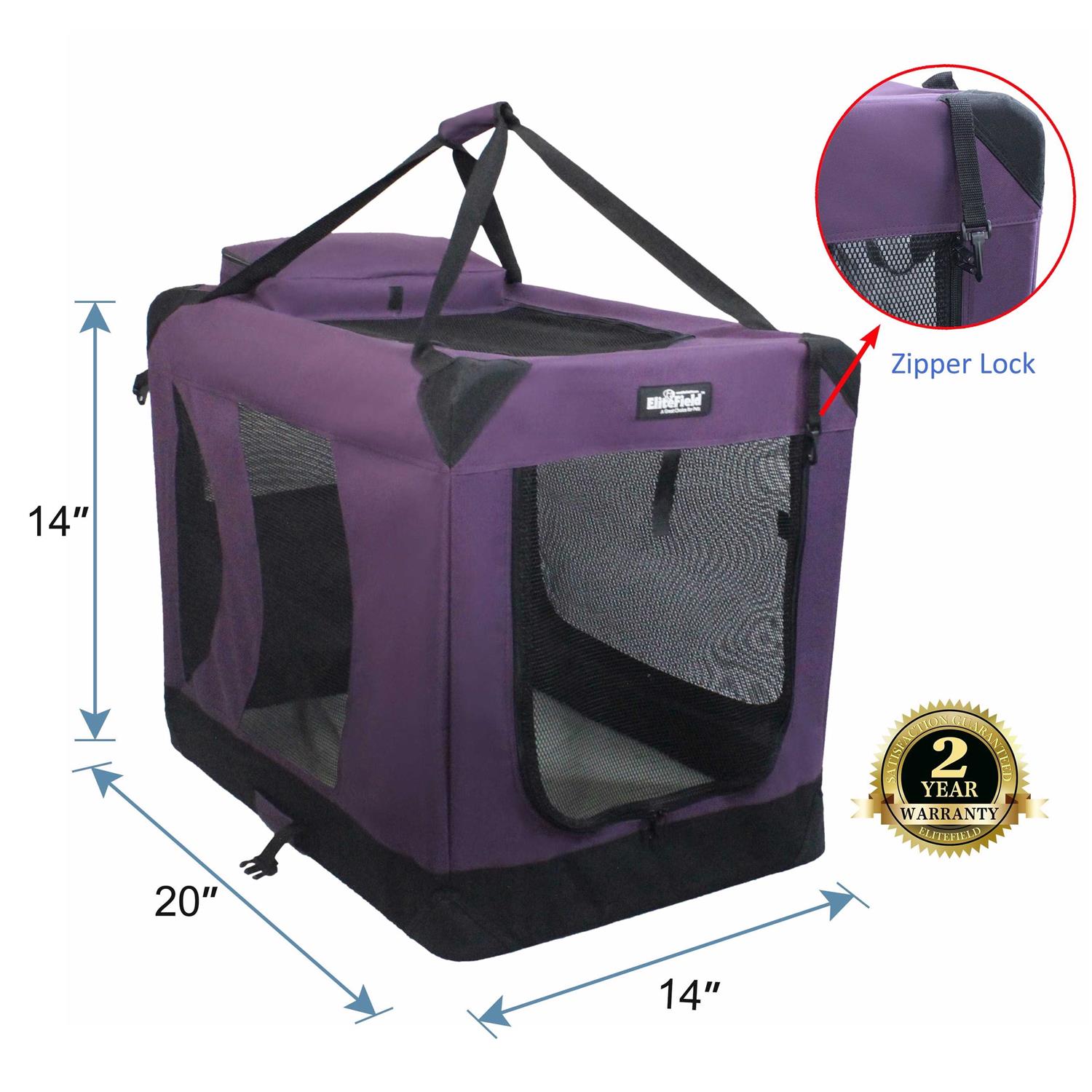 EliteField 3-Door Folding Soft Dog Crate - Healthber