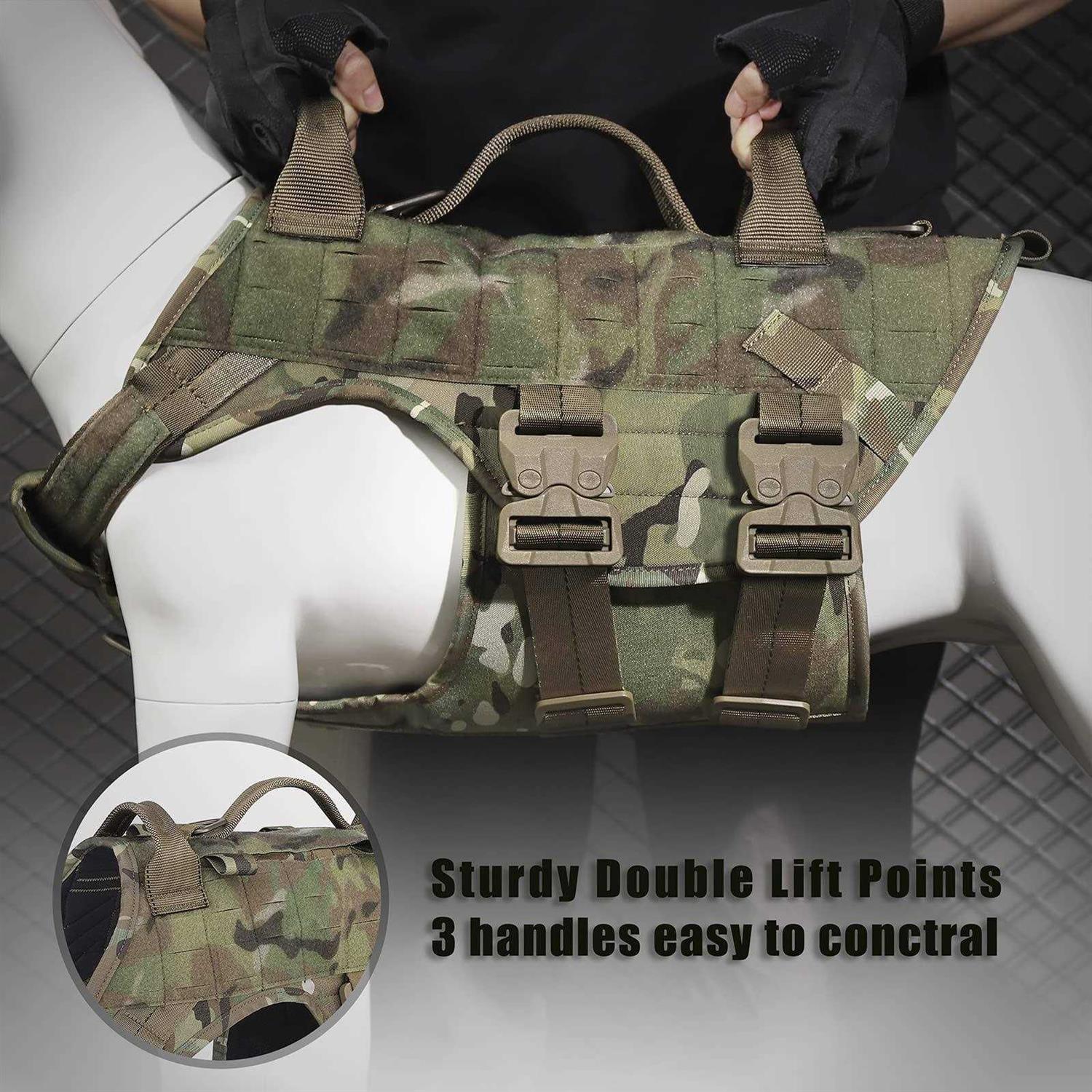 PETAC GEAR Tactical Dog Harness K9 Dog Training Vest Adjustable Padded Police Service Dog Working MOLLE Vests for Large Medium Dogs Mals GSD Lab - Healthber