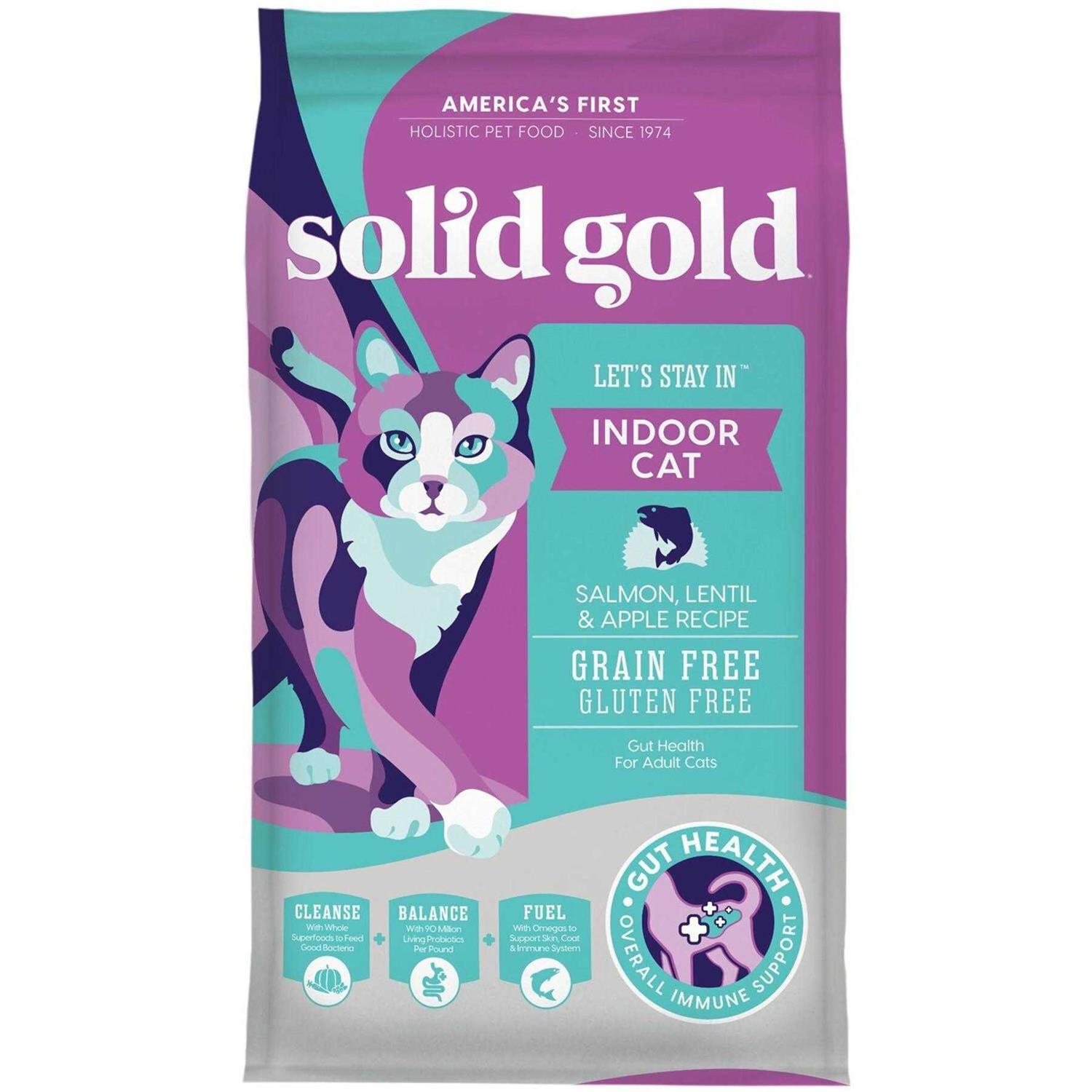 Solid Gold Let’s Stay in Indoor Lentil & Apple Recipe adult Grain-Free Dry Cat Food - Healthber
