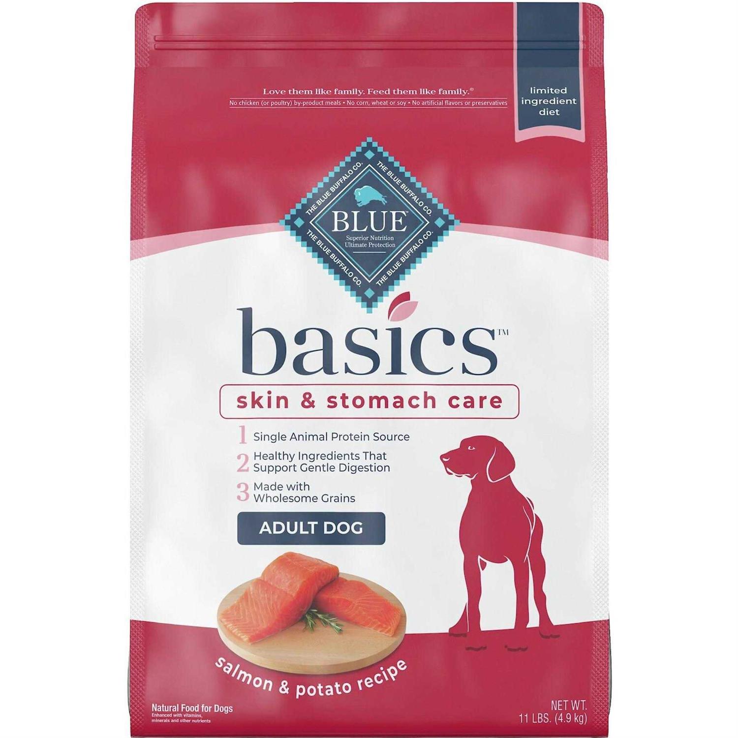 Blue Buffalo Basics Salmon & Potato Skin Stomach Care Adult Dry Dog Food - Healthber