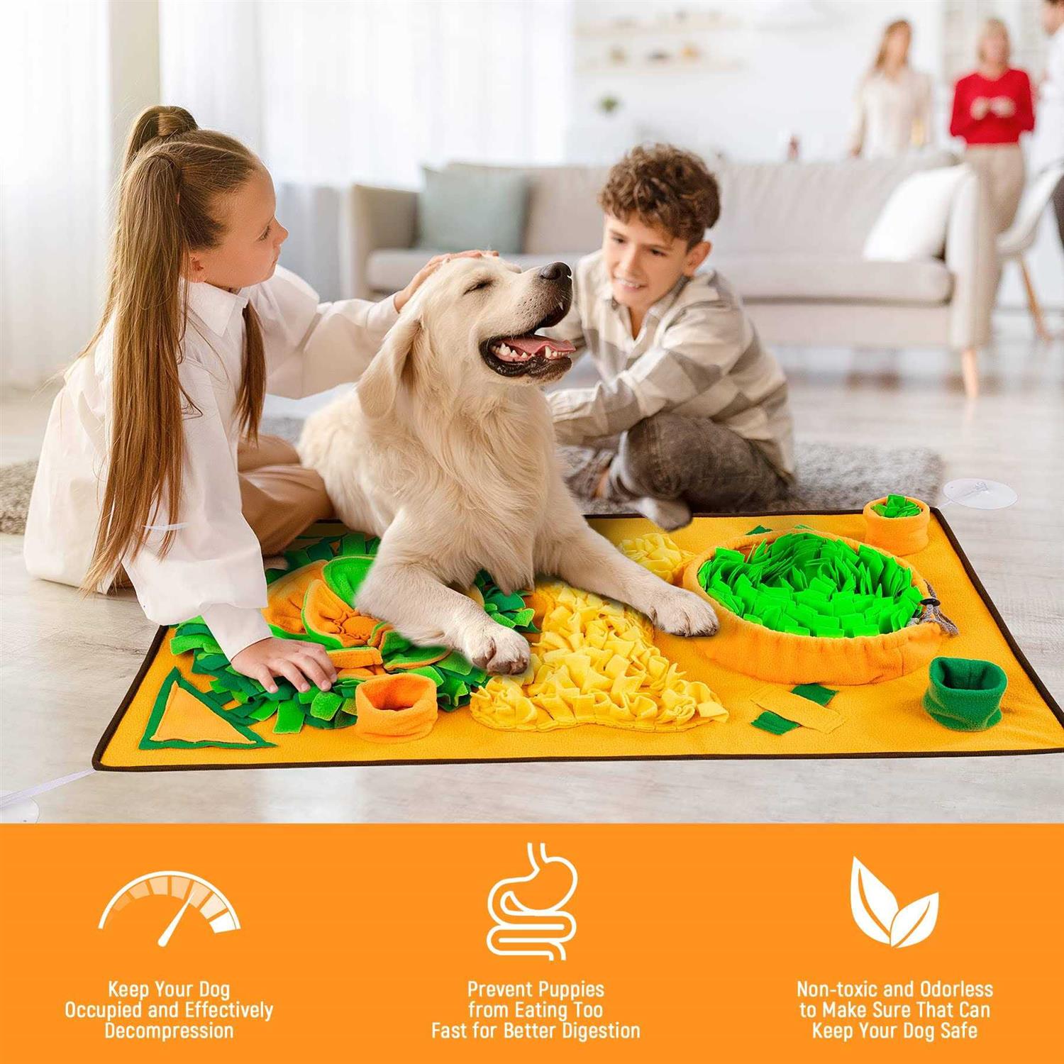 Snuffle Mat for Dog Large Breed Medium Small Dog Non-slip Carrot Snuffle Mat for Dog Enrichment Cat Snuffle Mat Sniffle Interactive Treat Game - Healthber