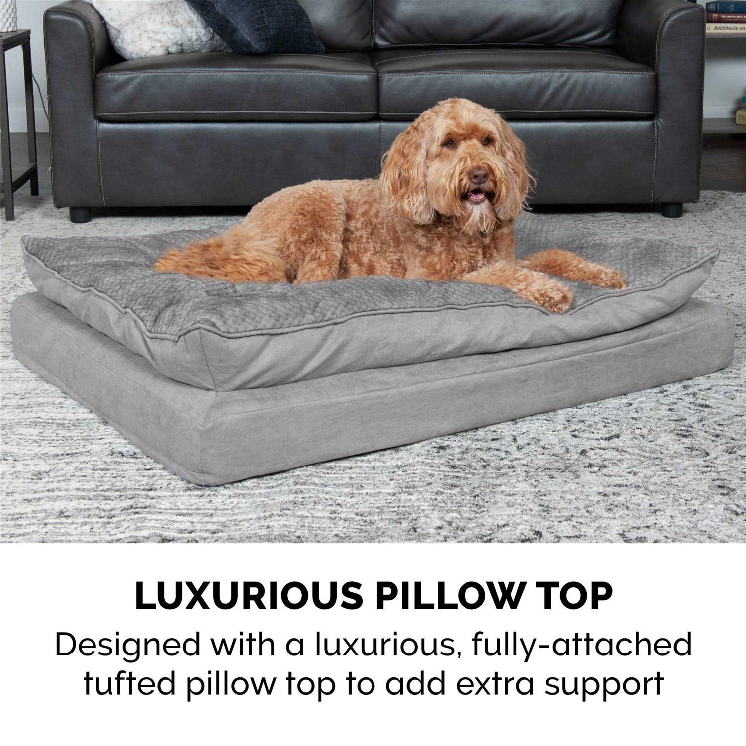 FurHaven Mink Fur & Suede Pillow-Top Orthopedic Dog Bed - Healthber