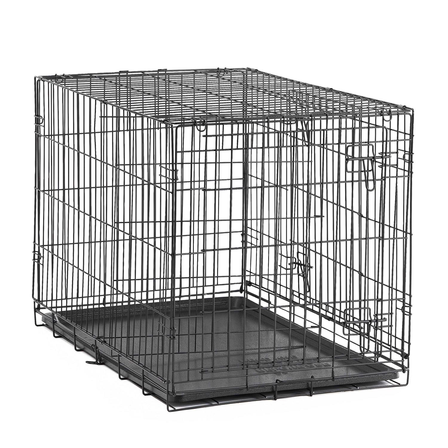 Vibrant Life Double-Door Foldable Metal Wire Dog Crate with Divider - Healthber