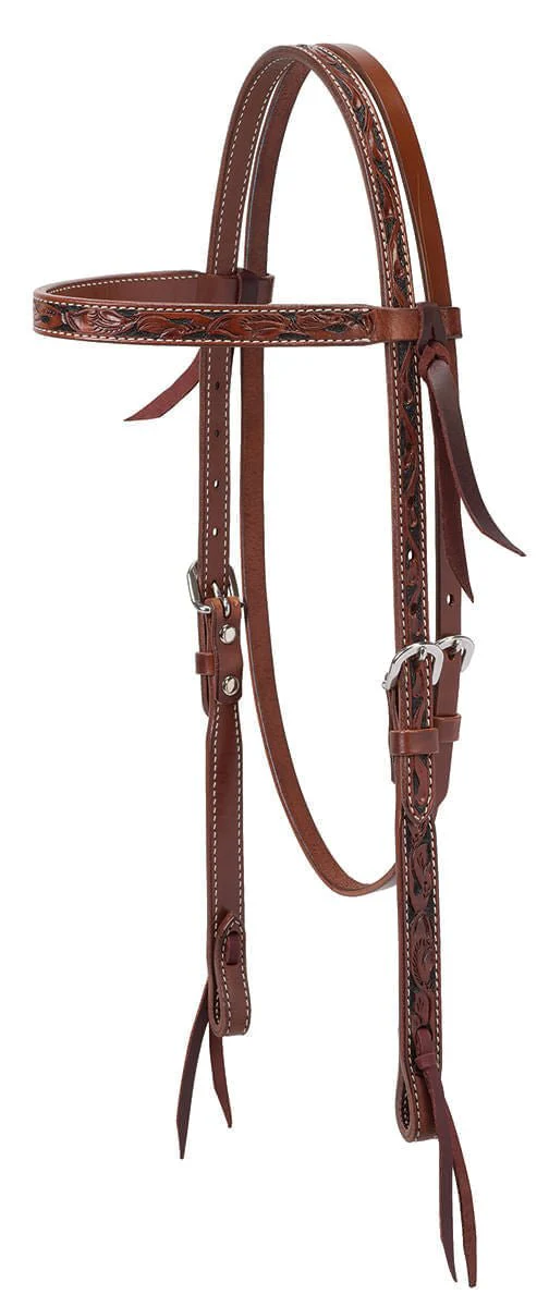 Weaver Turquoise Cross Floral Carved Browband Headstall - Healthber