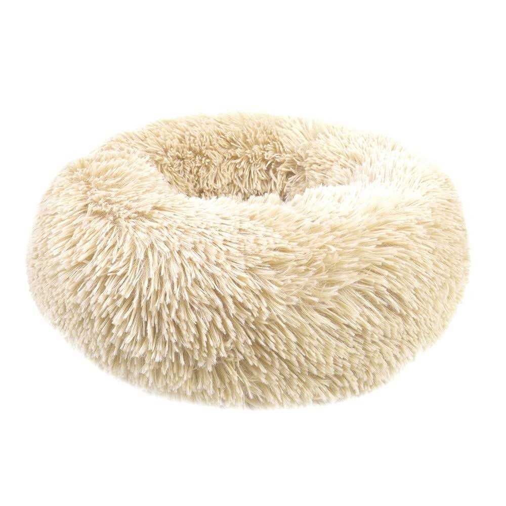 Round Plush Pet Bed for Dogs & Cats,Fluffy Soft Warm Calming Bed Sleeping Kennel Nest - Healthber