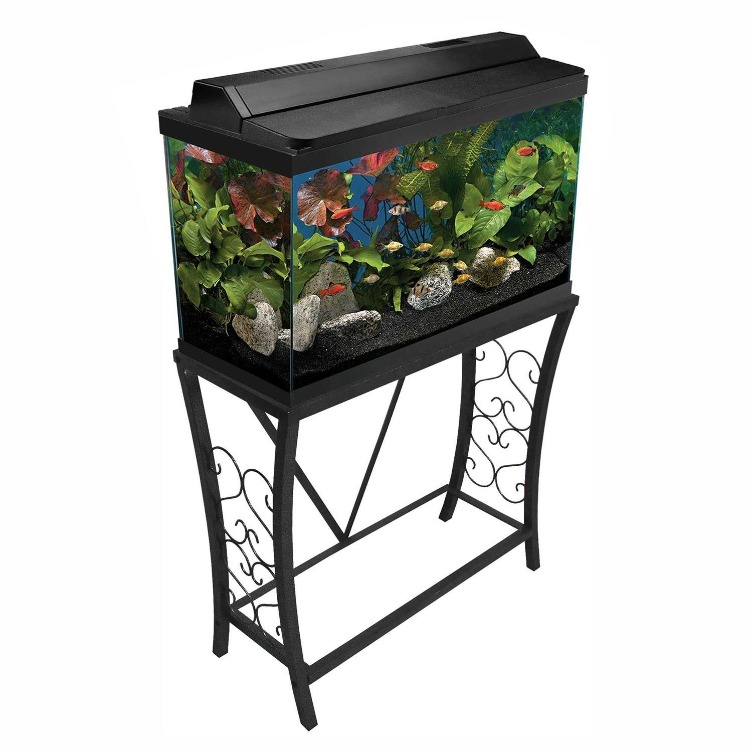 Aquatic Fundamentals Black Scroll Aquarium Stand - Healthber