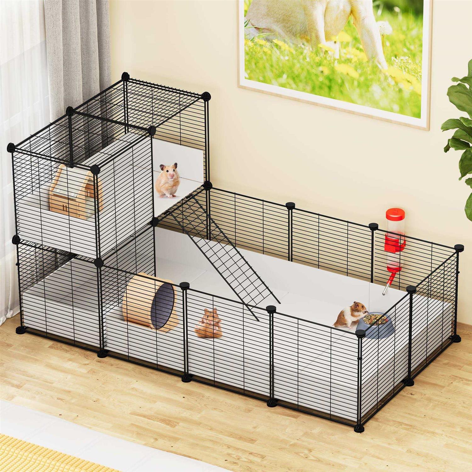 YITAHOME Guinea Pig Cage, Indoor C&C Small Animal Cage with Waterproof Plastic Liner Playpen for Bunny, Chinchilla and Hamster - Healthber
