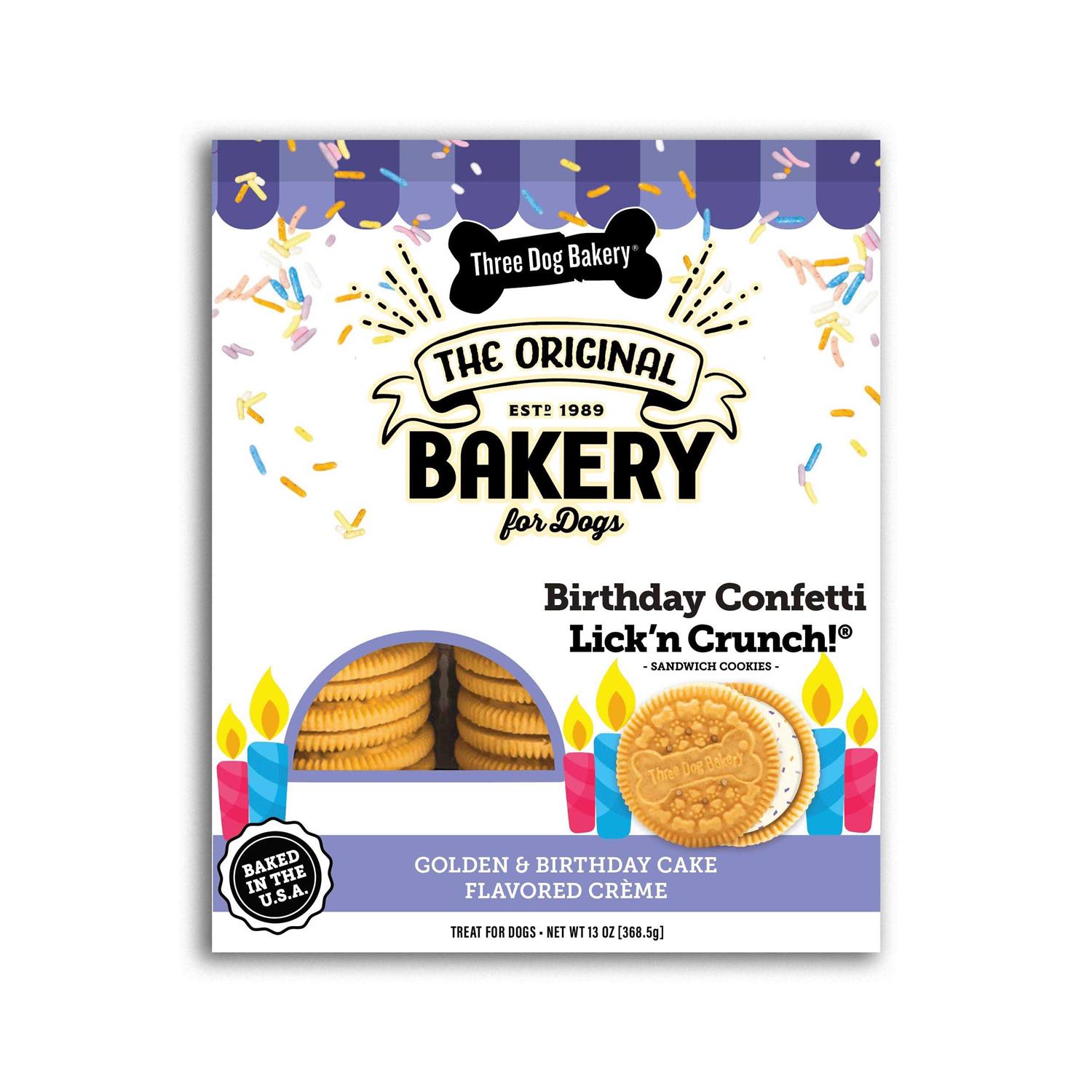 Three Dog Bakery Birthday Confetti Lick’n Crunch Dog Treats - Healthber