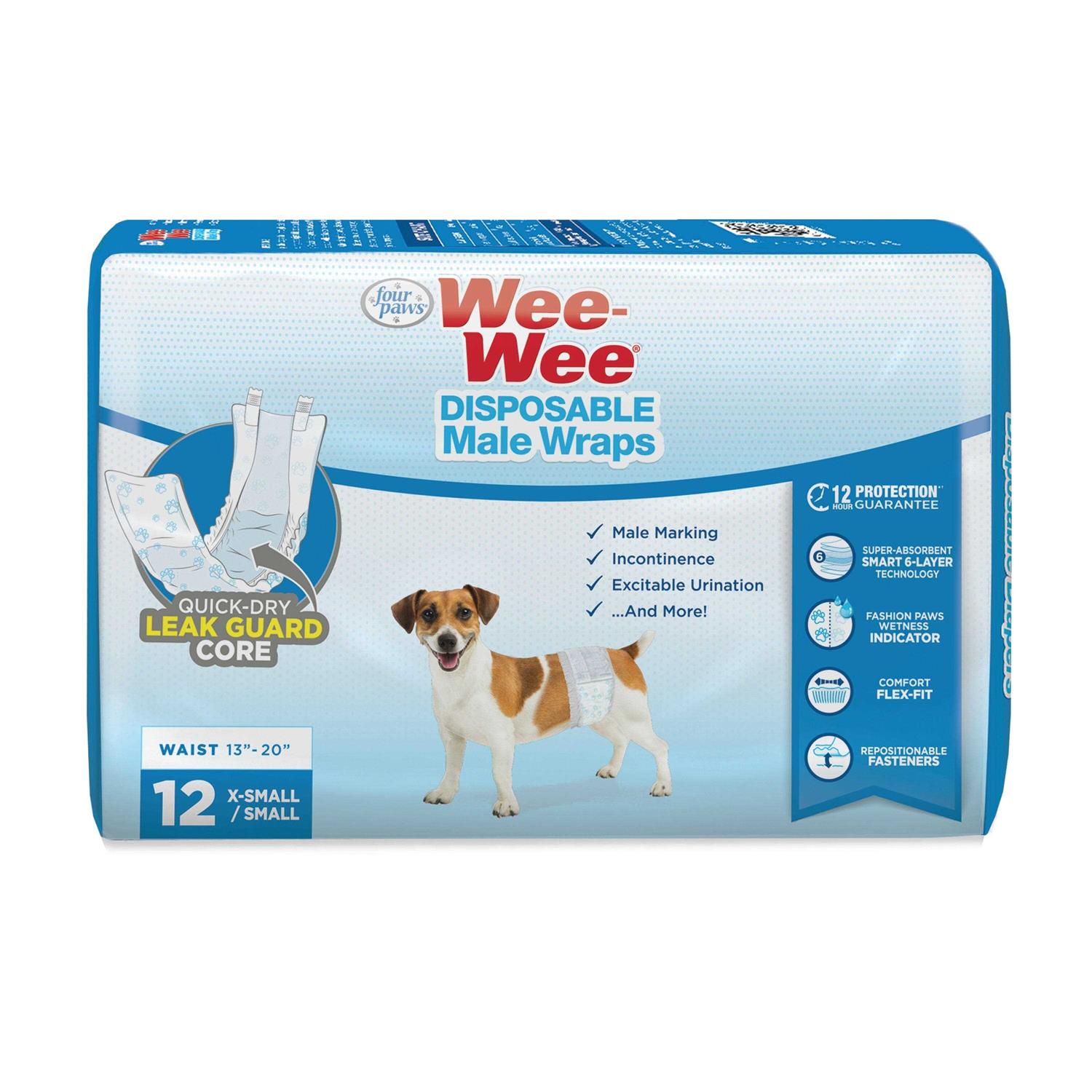 Four Paws Wee Wee Disposable Male Dog Wraps - Healthber