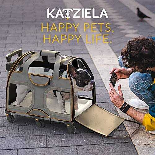 Katziela Luxury Rider Pro Pet Carrier with Removable Wheels and Double Telescopic Handle - Healthber