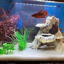 JIH Aquarium Fish Tank ,Plastic , Decorations Decor Set 7 Pieces, Small and Large Artificial Fish Tank Plants with Cave Rock - Healthber
