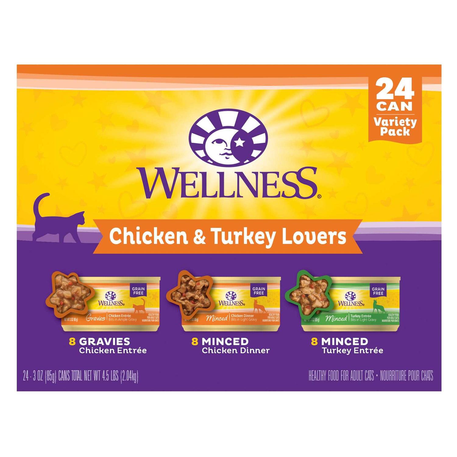 Wellness Complete Health Chicken & Turkey Lovers Variety Pack Wet Adult Cat Food - Healthber