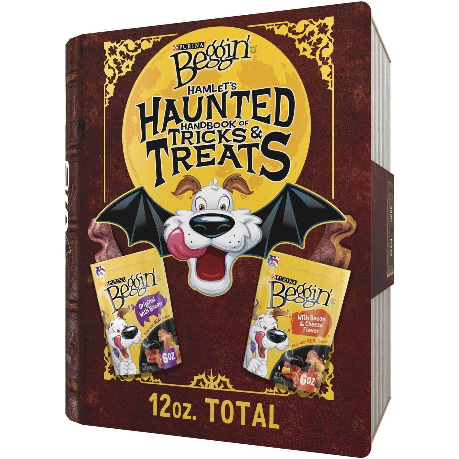 Purina Beggin Hamlets Haunted Handbook of Tricks and Treats Original with Bacon and with Bacon and Cheese Flavor Halloween Dog Treats - Healthber