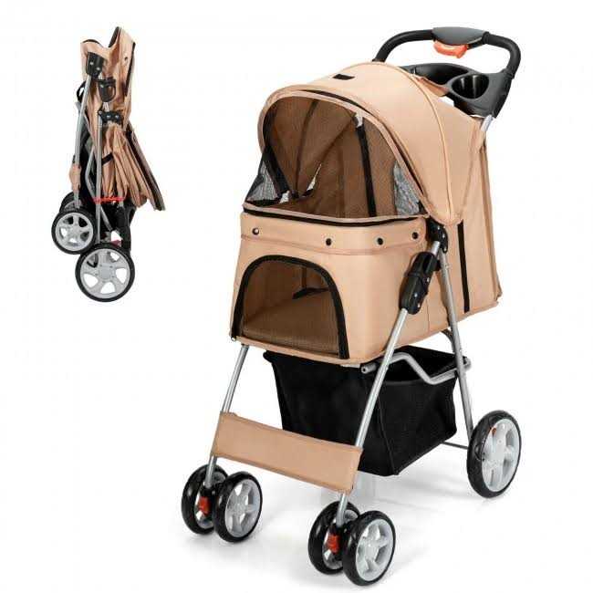 ZENY 4 Wheel Foldable Dog Pet Stroller - Healthber
