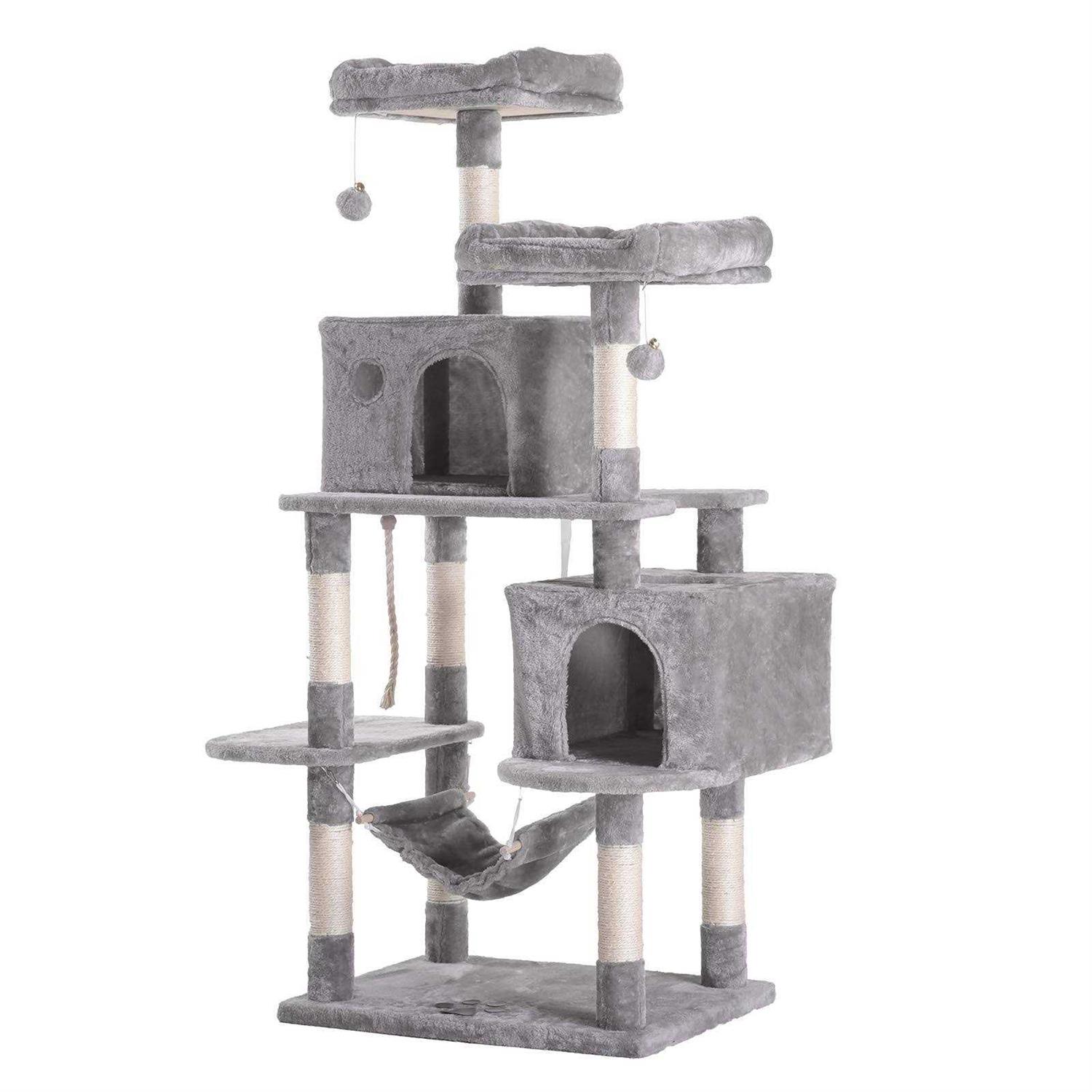 Hey-brother Large Multi-Level Cat Tree Condo Furniture with Sisal-Covered Scratching Posts - Healthber
