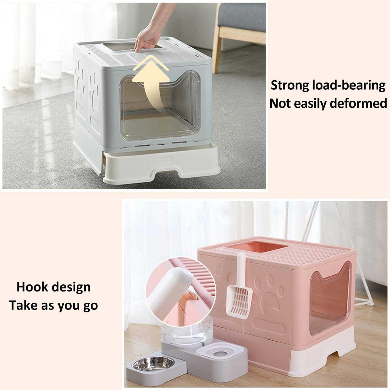 Cat Litter Box with Lid Top Entry Cat Litter Box Pan Enclosed Cat Potty - Healthber