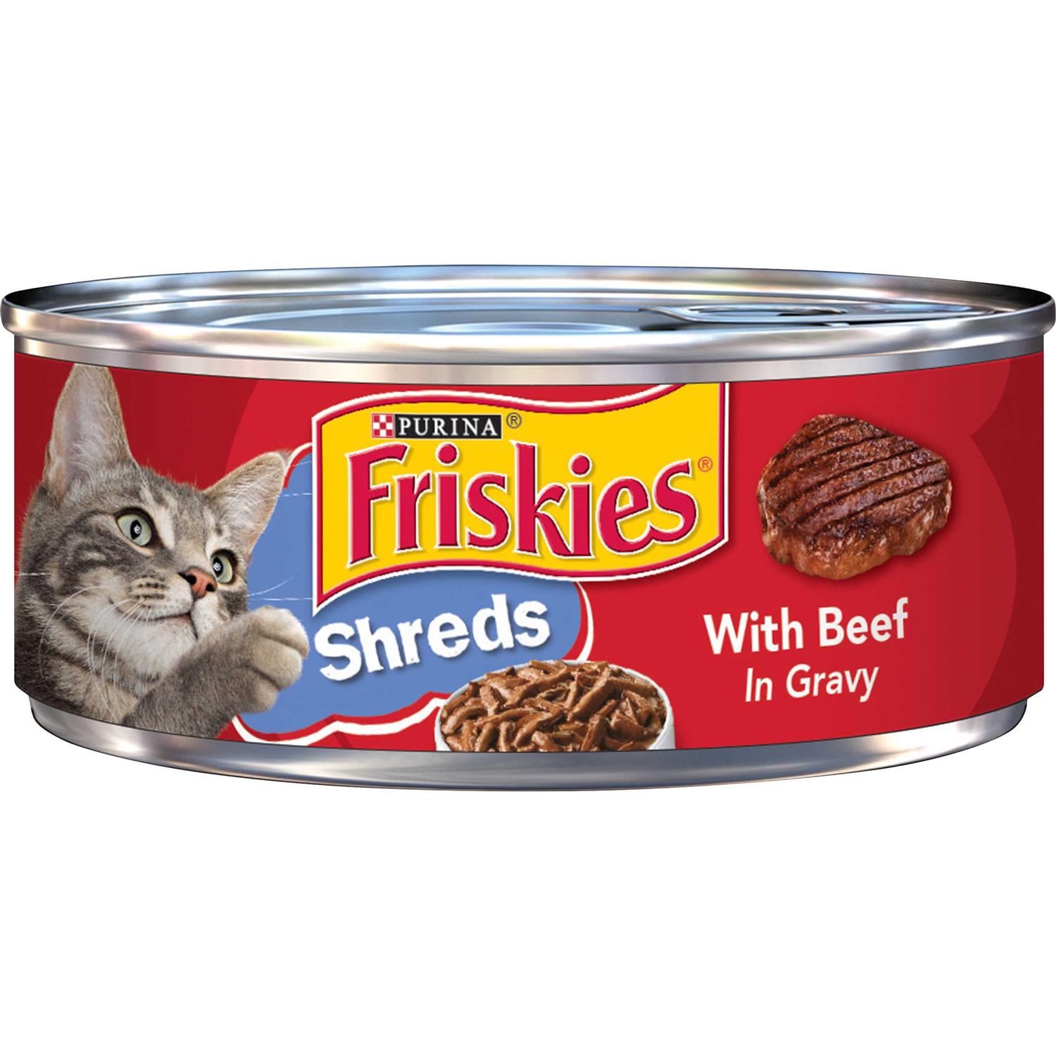 Friskies Savory Shreds with Beef Canned Cat Food, 5.5-oz, case of 24 - Healthber