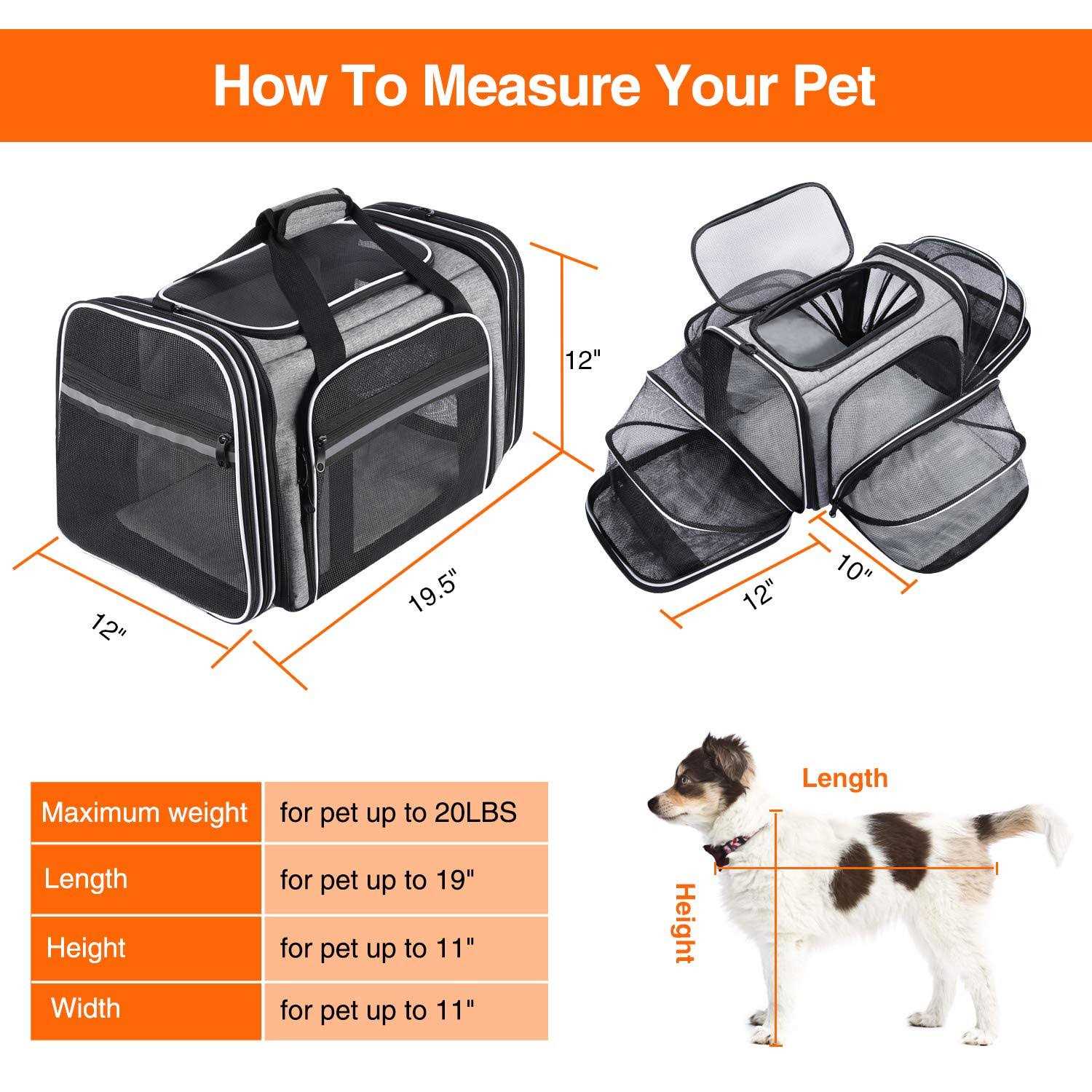 MASKEYON TSA Airline Approved Soft Sided Pet Carrier 4 Expandable Large Travel Carrier Collapsible with 3 Removable Washable - Healthber