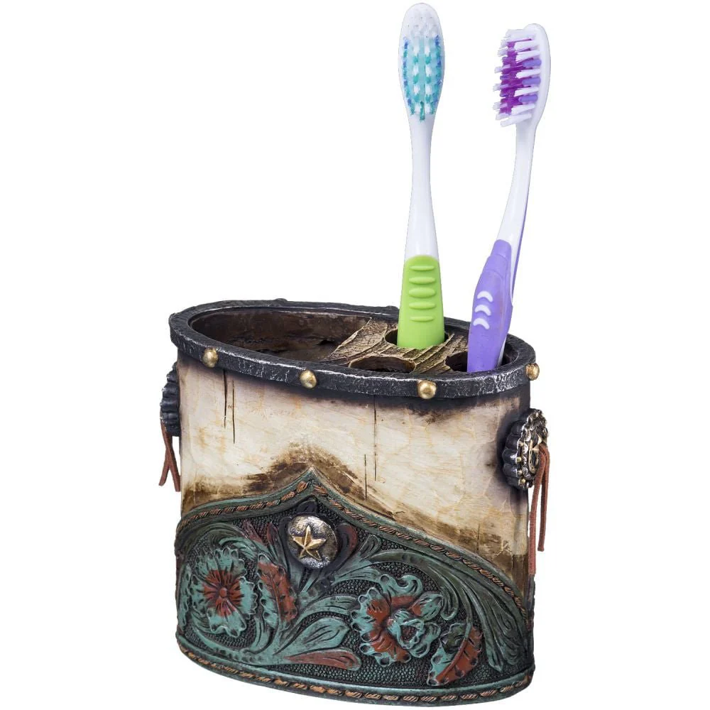Turquoise Floral with Concho Tooth Brush Holder - Healthber
