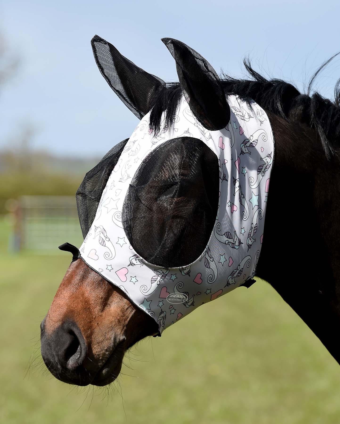 Weatherbeeta Deluxe Stretch Bug Eye Saver Horse Fly Mask with Ears - Healthber