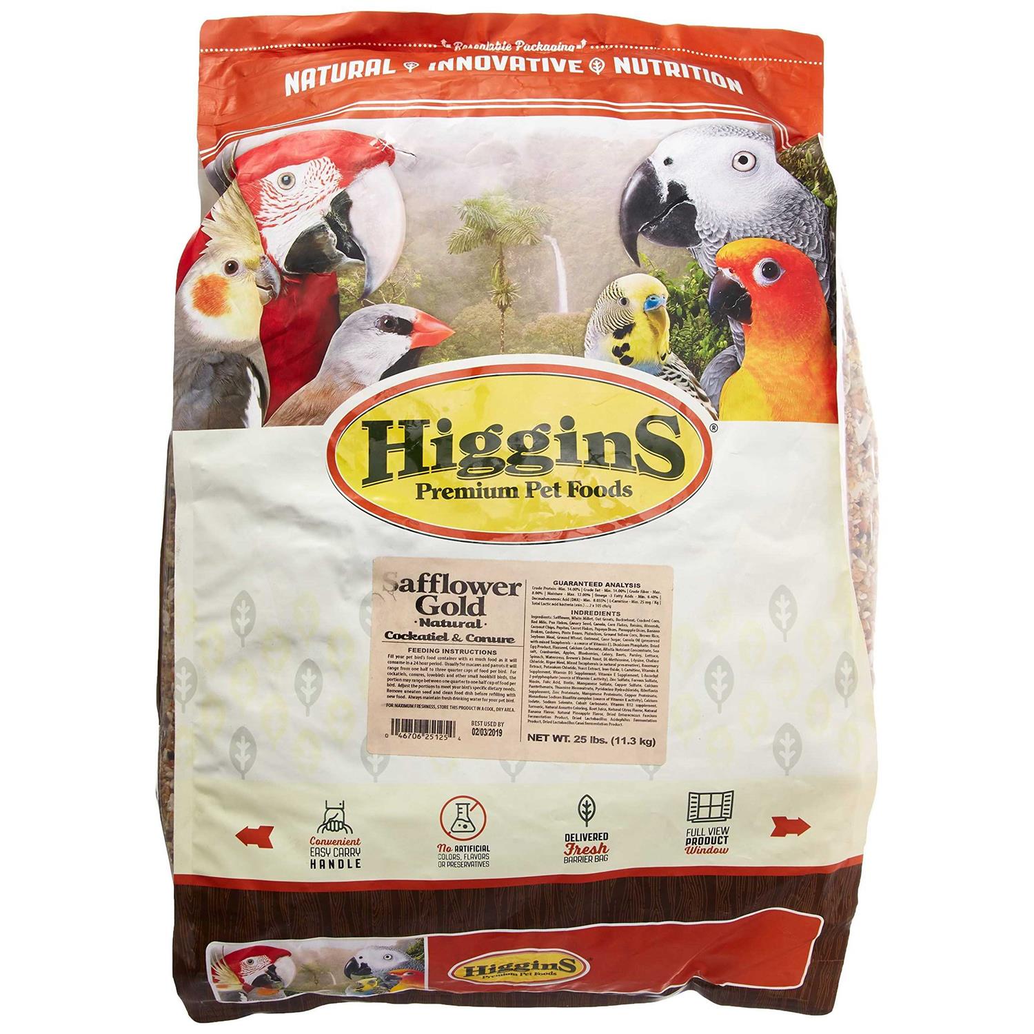 Higgins Safflower Gold Conure & Cockatiel Food - Healthber