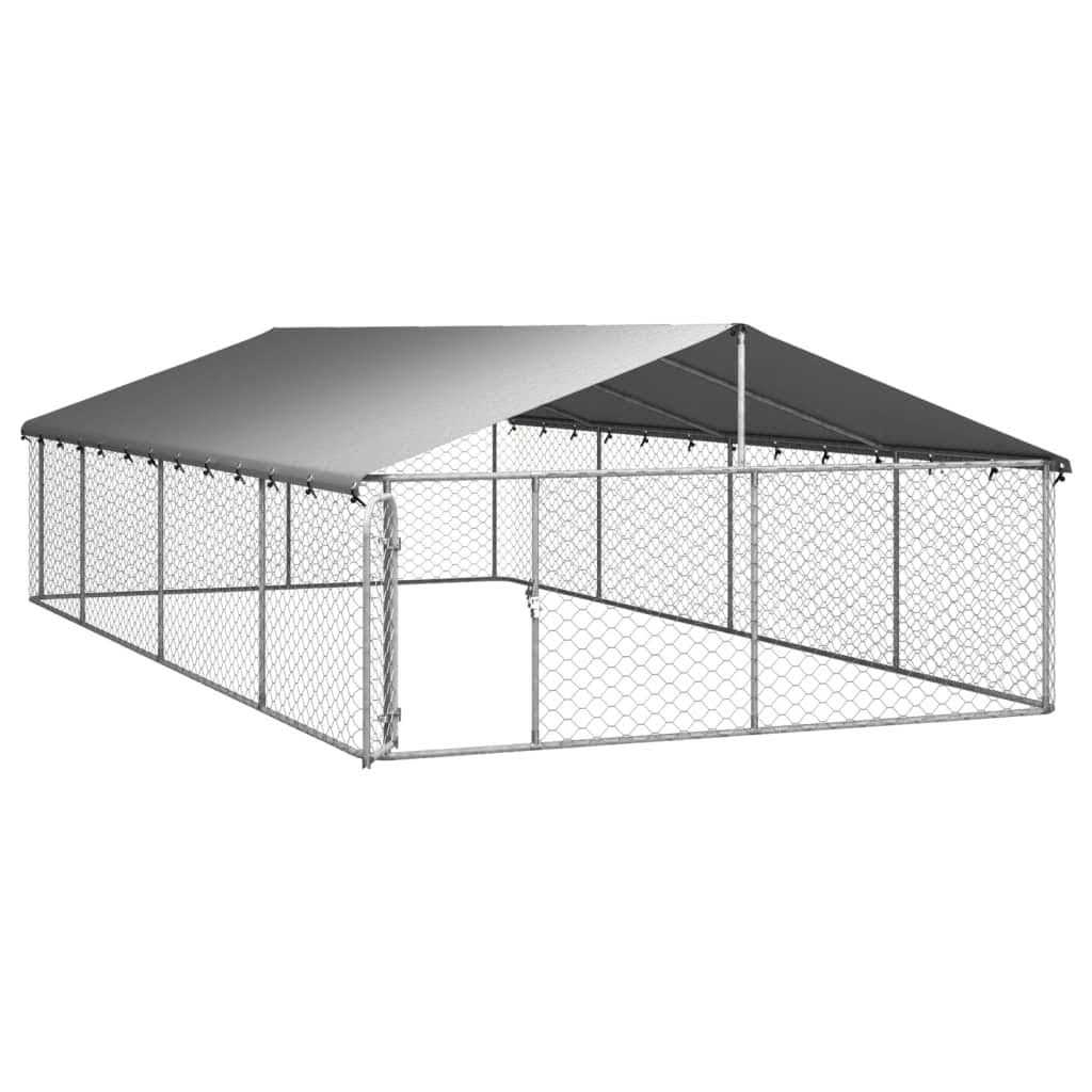 vidaXL Outdoor Dog Kennel with Roof - Healthber