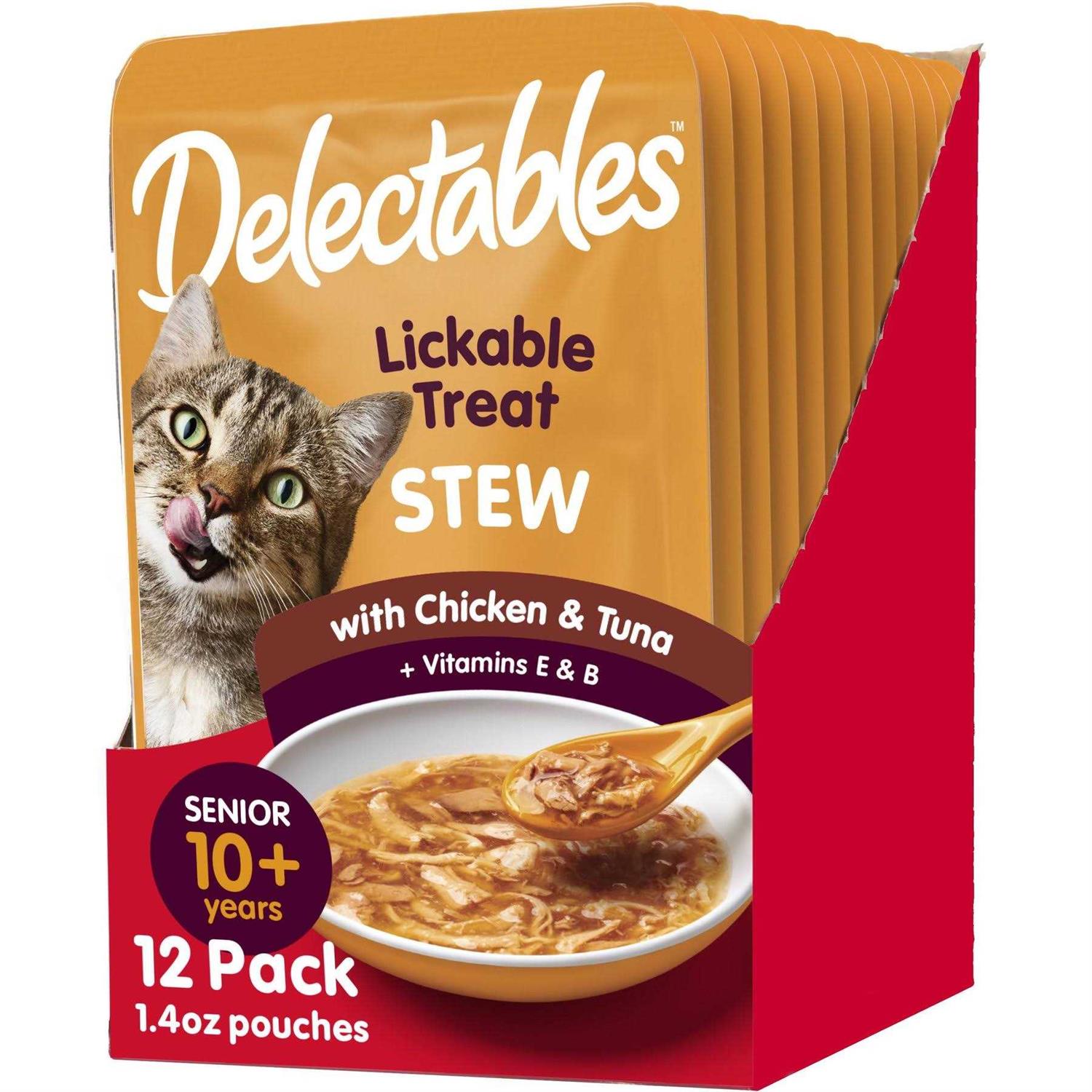 Hartz Delectables Stew Senior Chicken & Tuna Lickable Cat Treats - Healthber