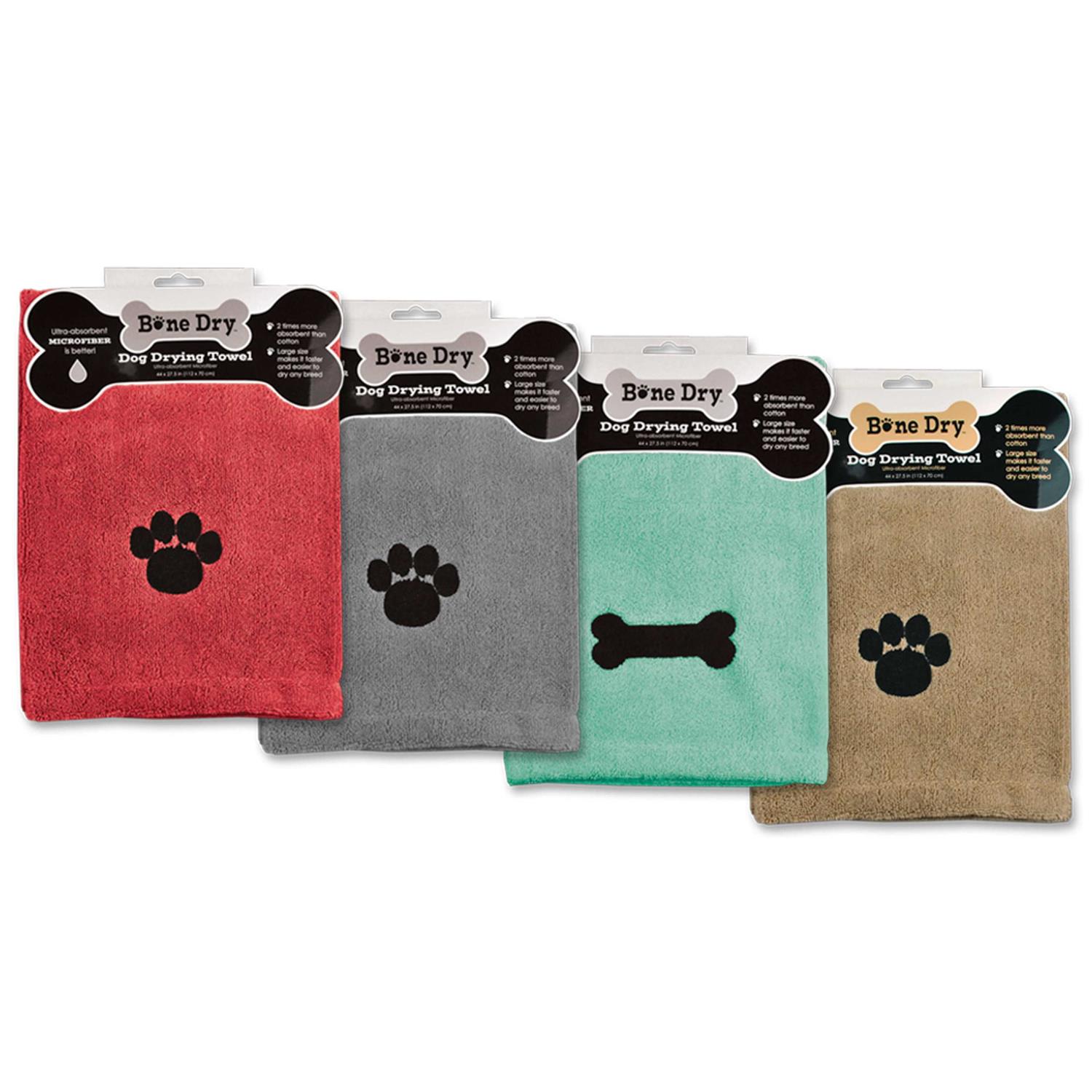 Bone Dry Red Embroidered Paw Pet Towel - Healthber