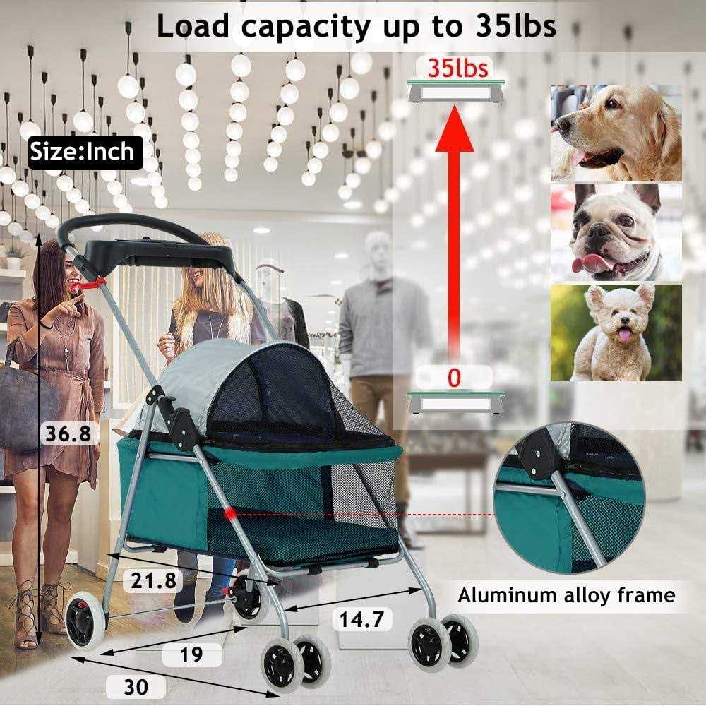 Dkeli Dog Stroller Folding Cat Stroller Pet Strollers for Small Dogs & Cats with Cup Holder - Healthber
