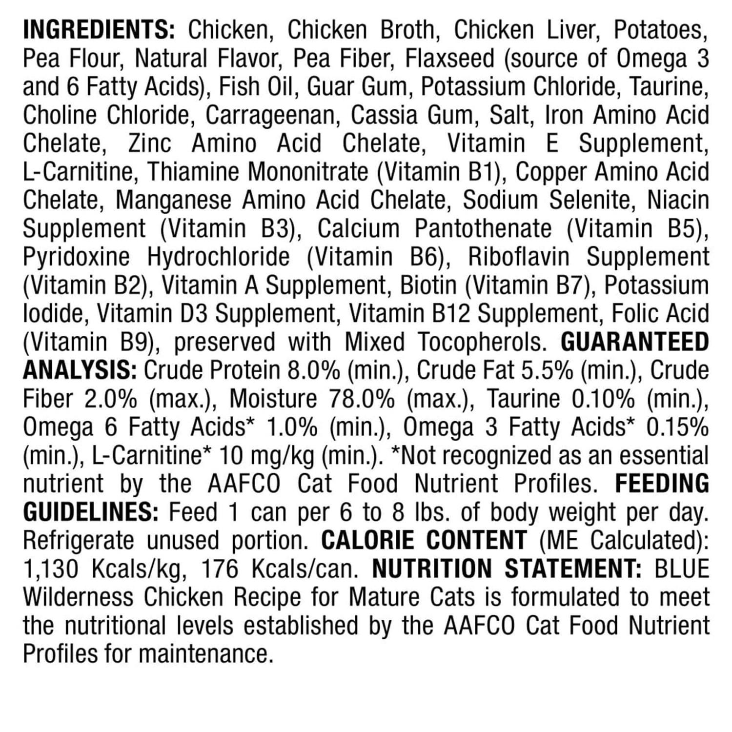 Blue Buffalo Wilderness Mature Chicken Recipe Grain-Free Wet Cat Food Can - Healthber