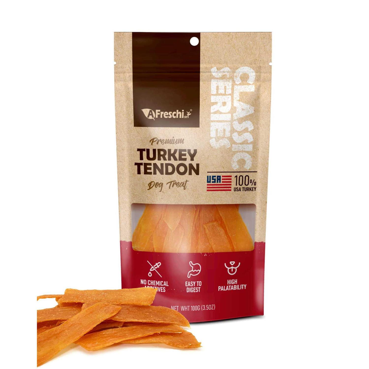 A Freschi srl Afreschi Turkey Tendon for Dogs Dog Treats Series All Natural Human Grade Dog Treat - Healthber