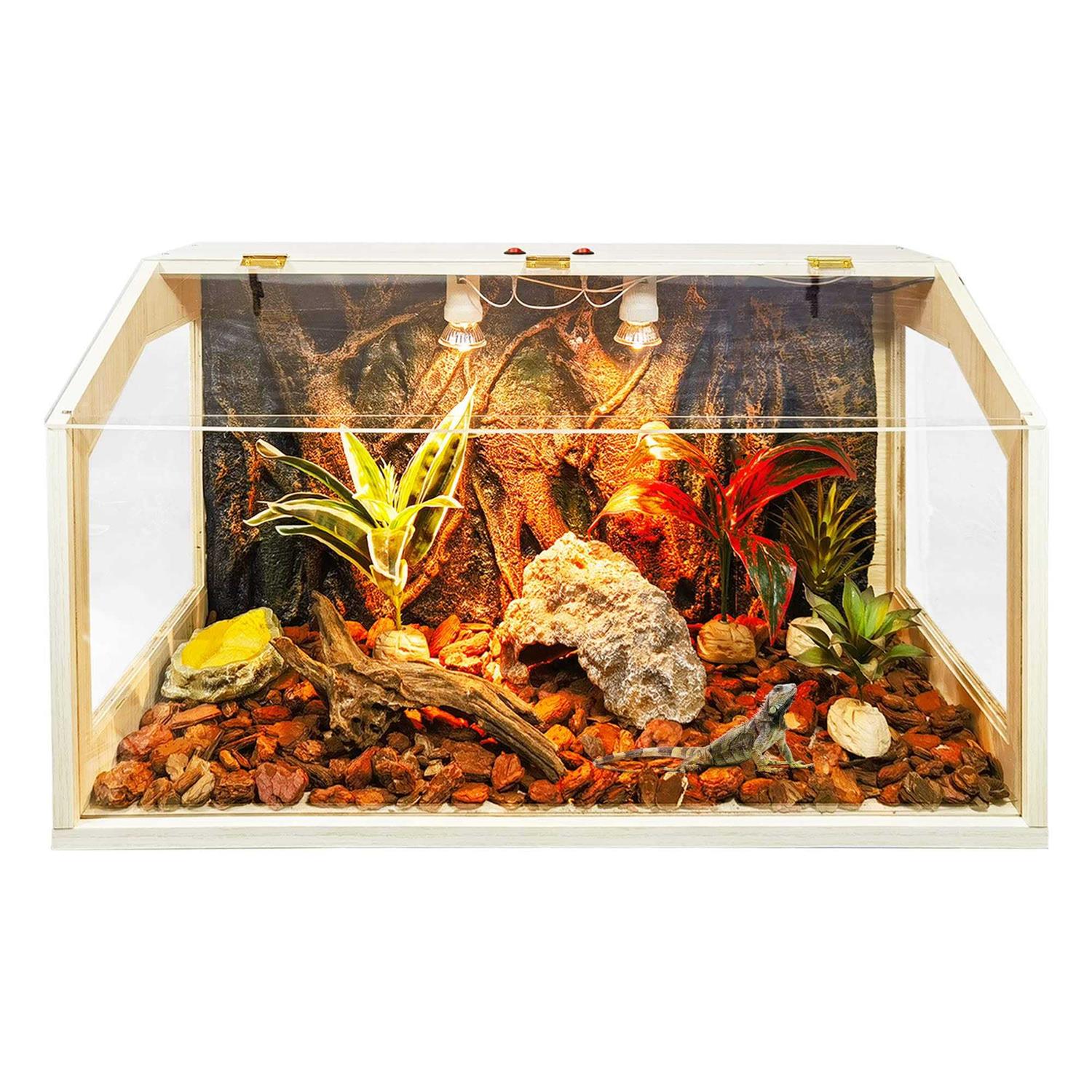 Prolee 21 Gallon to 68 Gallon Reptile Terrarium Tank Tank Bearded Dragon Tank with Roof Door - Healthber