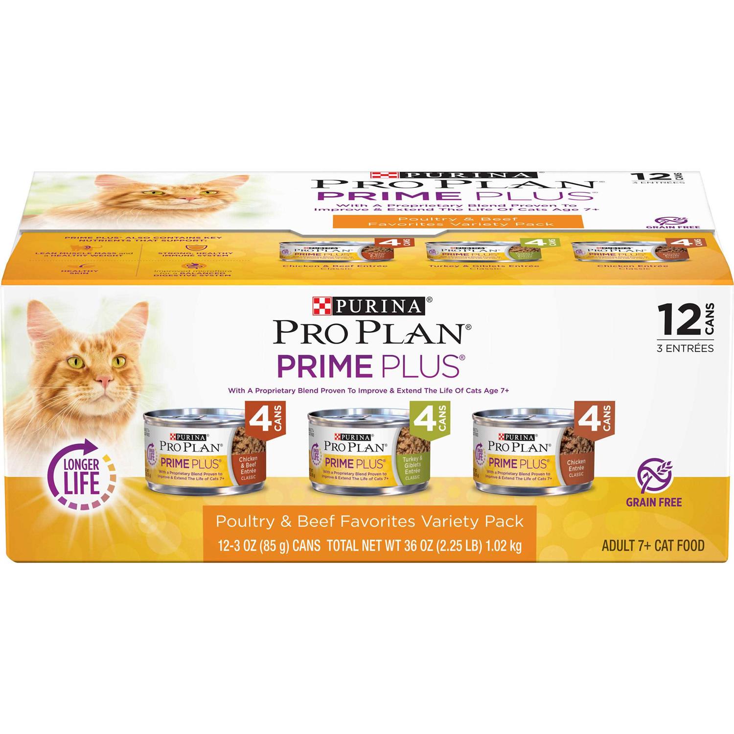 Purina Pro Plan Grain Free Senior Wet Cat Food Variety Pack Pate - Healthber