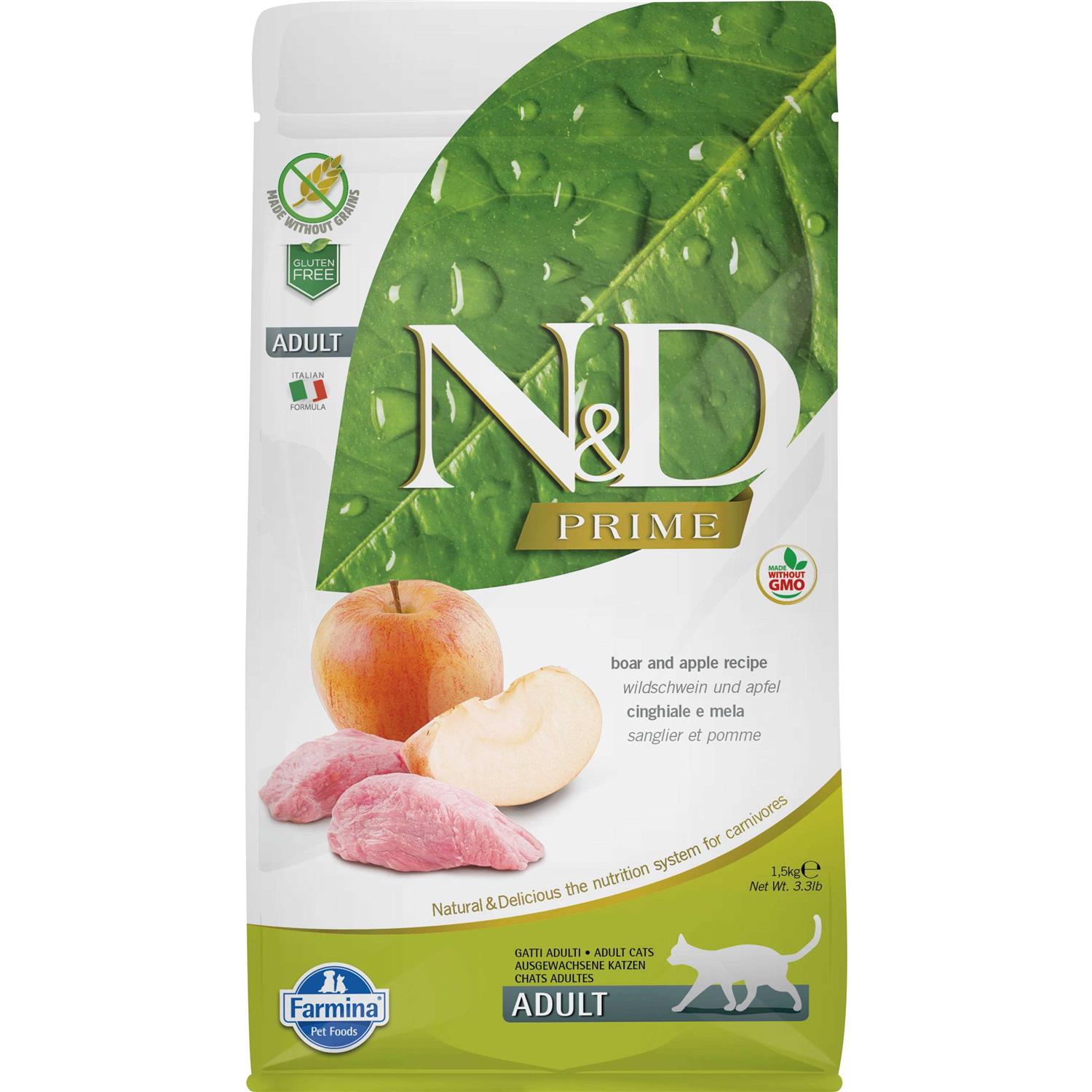 Farmina N&D Prime Adult Boar & Apple Grain Free Dry Cat Food - Healthber