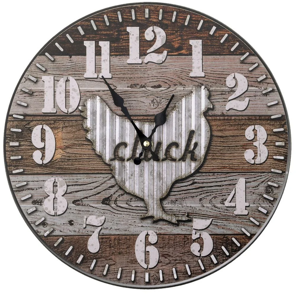 Rustic Chicken Wall Clock - Healthber