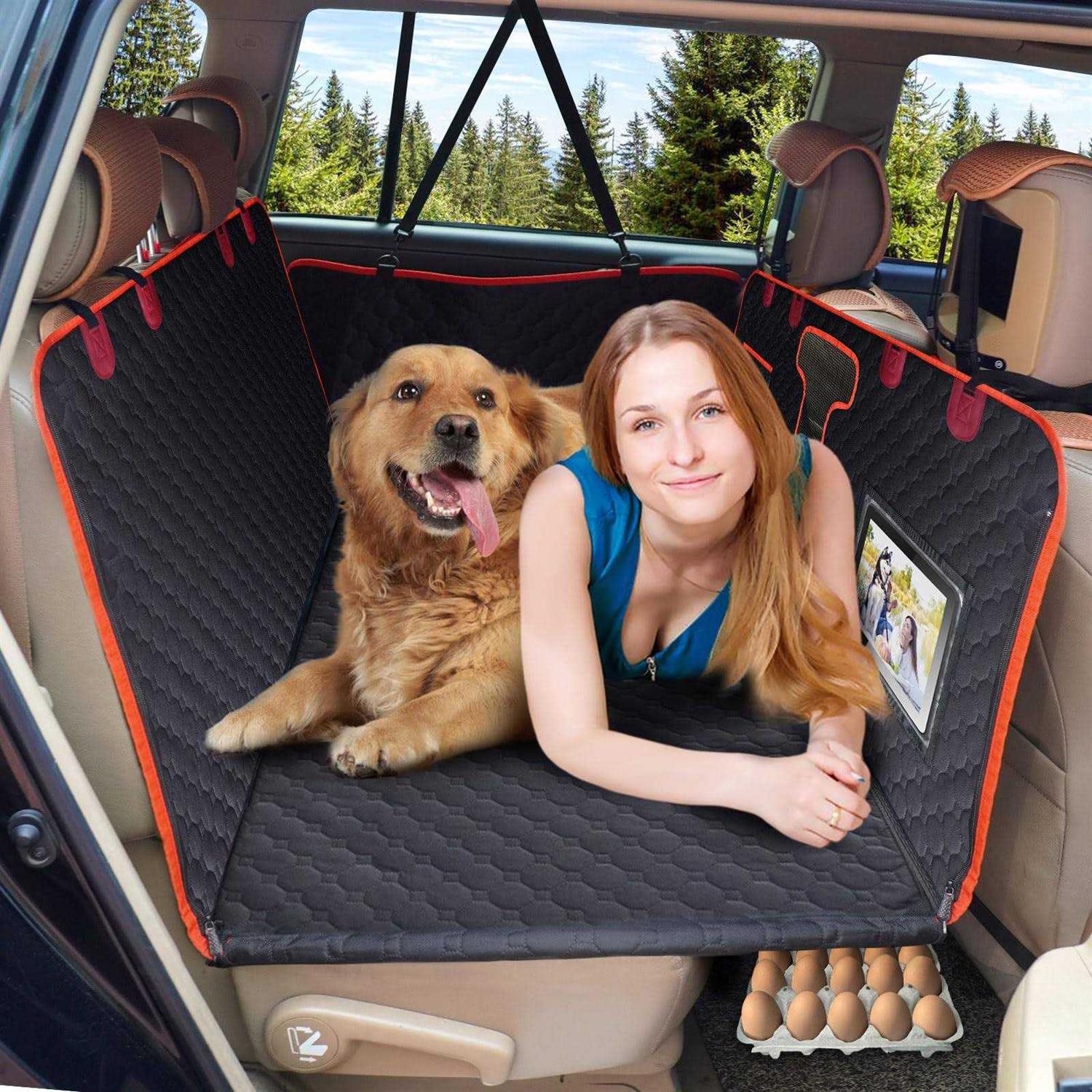 SerPro Back Seat Extender for Dogs,Hard Bottom Dog Car Seat Cover,Waterproof Dog Bed Hammock for Car Travel Camping,Pet Dog Bed Mattress Backseat - Healthber