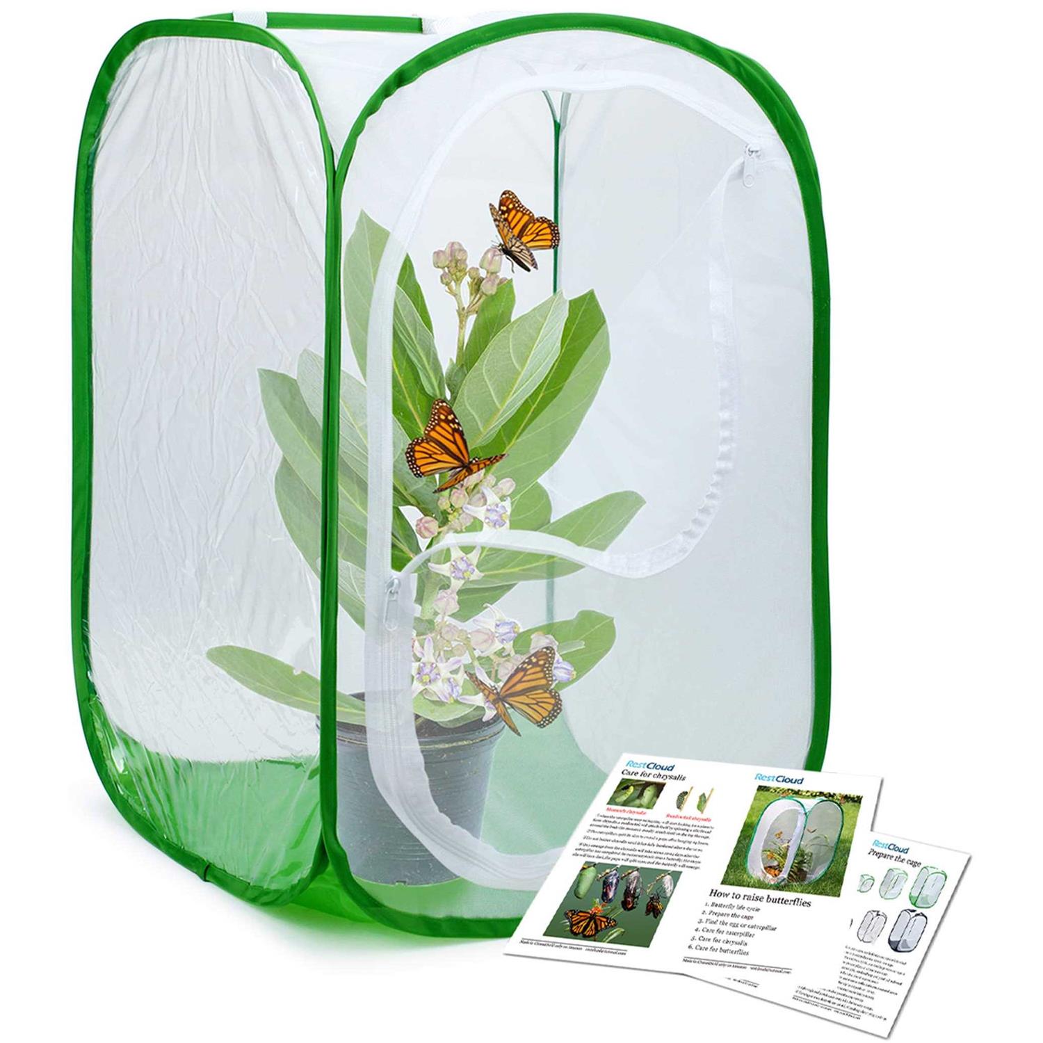 RESTCLOUD Insect and Butterfly Habitat Cage Terrarium Pop-up Tall - Healthber
