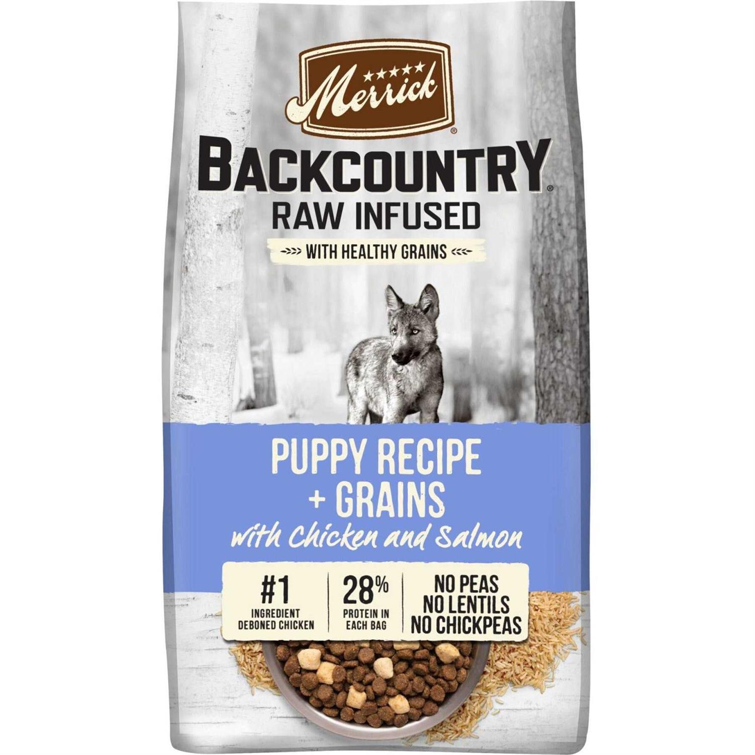 Merrick Backcountry Puppy Recipe with Healthy Grains Raw Infused Dry Dog Food - Healthber