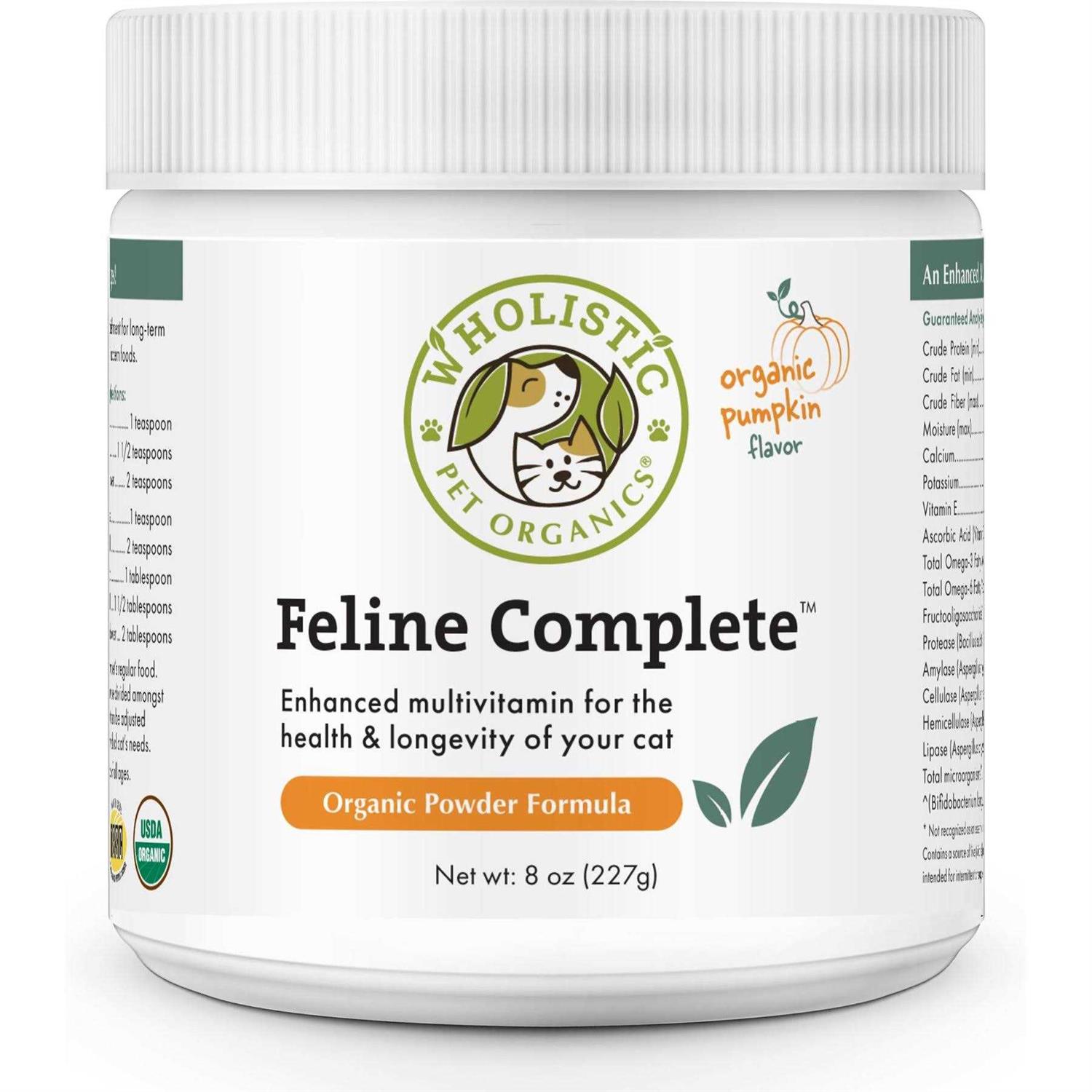 Wholistic Pet Organics Organic Feline Complete Pumpkin Enhanced Powder Daily Multivitamin for Cats - Healthber