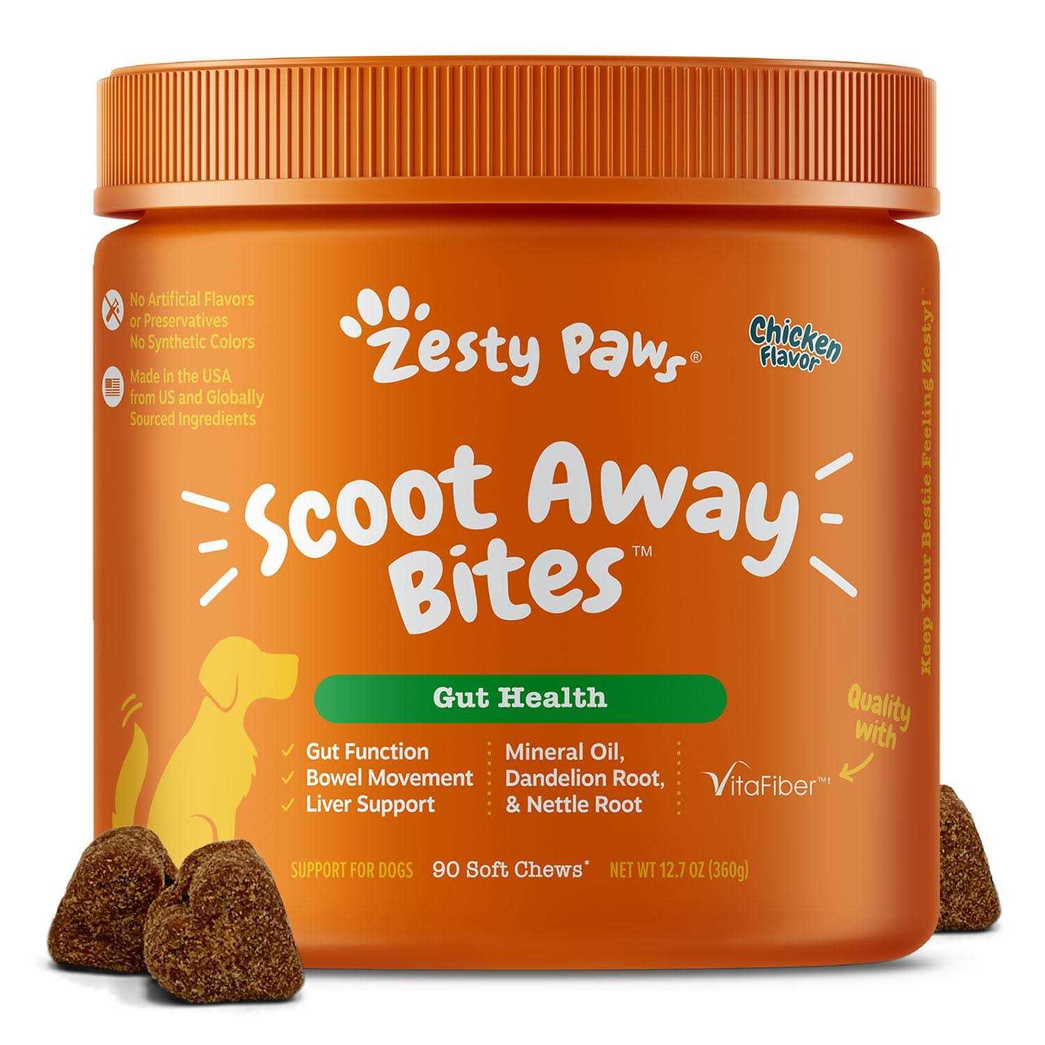 Zesty Paws Chicken Scoot Away Bites Soft Chews for Dogs - Healthber