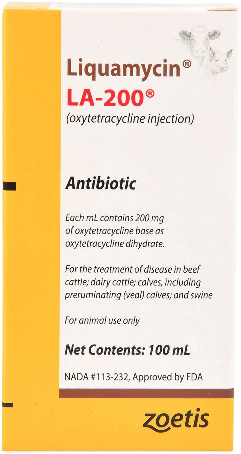 Rx Liquamycin LA-200 Injection, 200mg/ml (Oxytetracycline) - Healthber