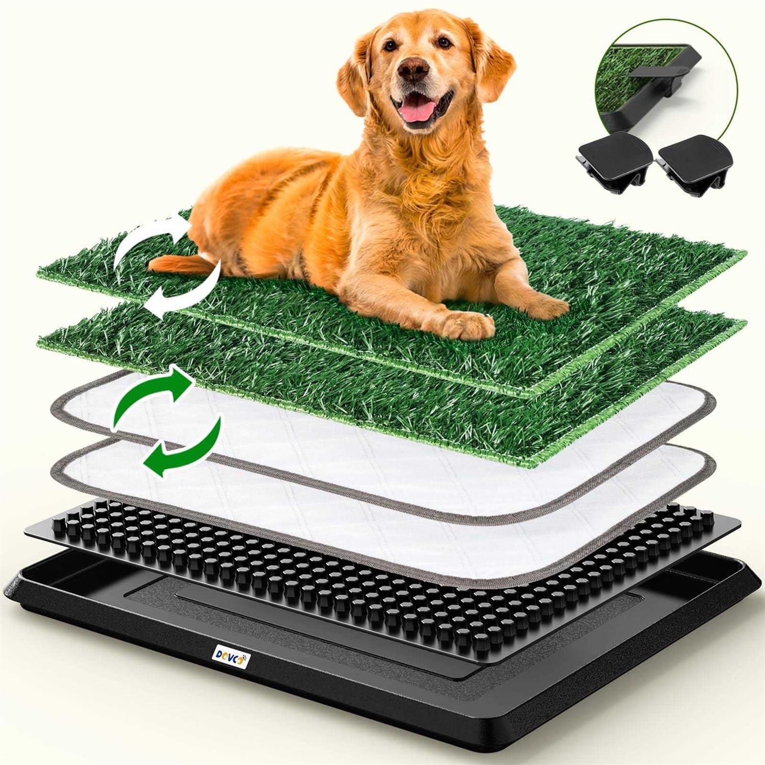 Super Absorbent Dog Grass Pad with Tray 4-Layer Guard to Stop Leakage/Stink/Mess for Puppy Health - Healthber