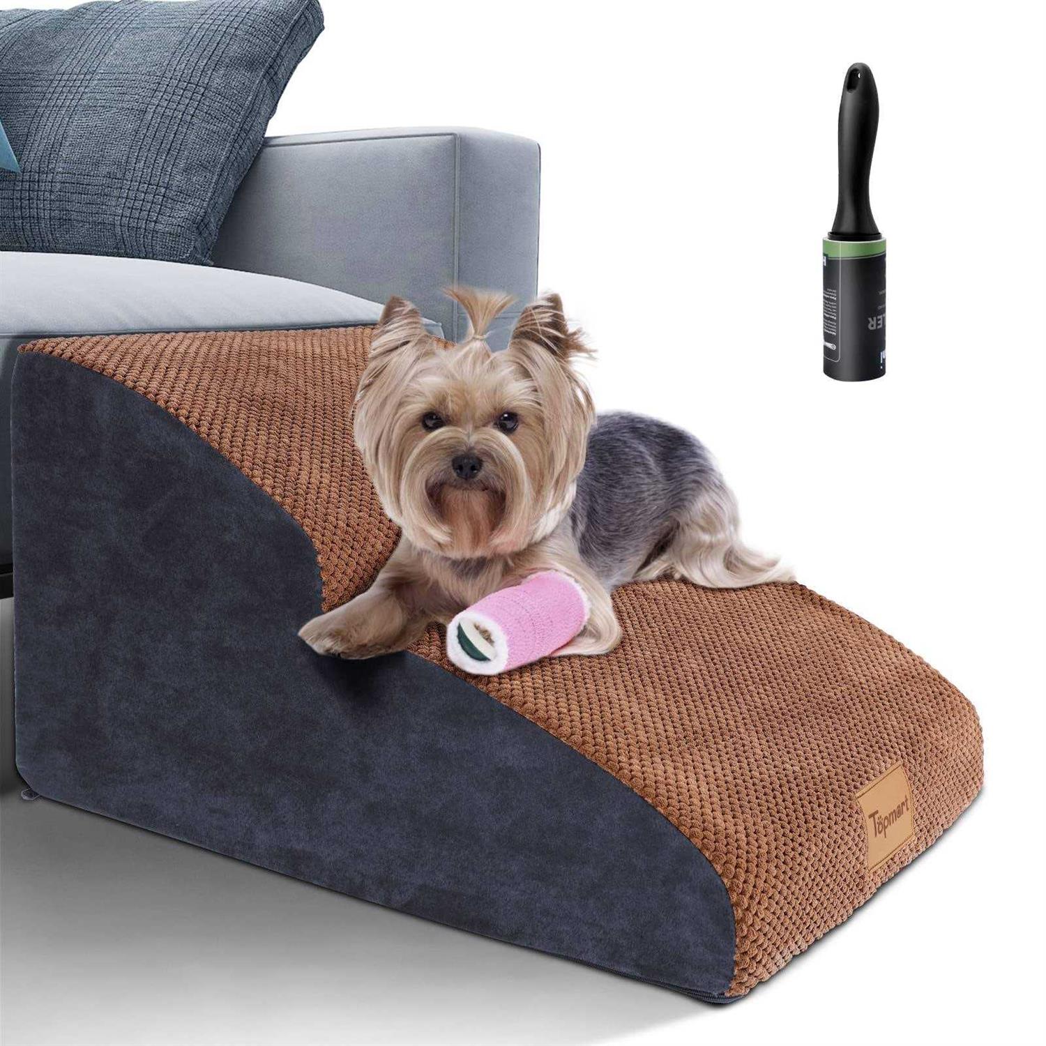 Topmart High Density Foam Dog Ramp&Steps 2 Tiers High,Non-Slip Dog Stairs,Soft Foam Dog Ladder Best for Dogs - Healthber