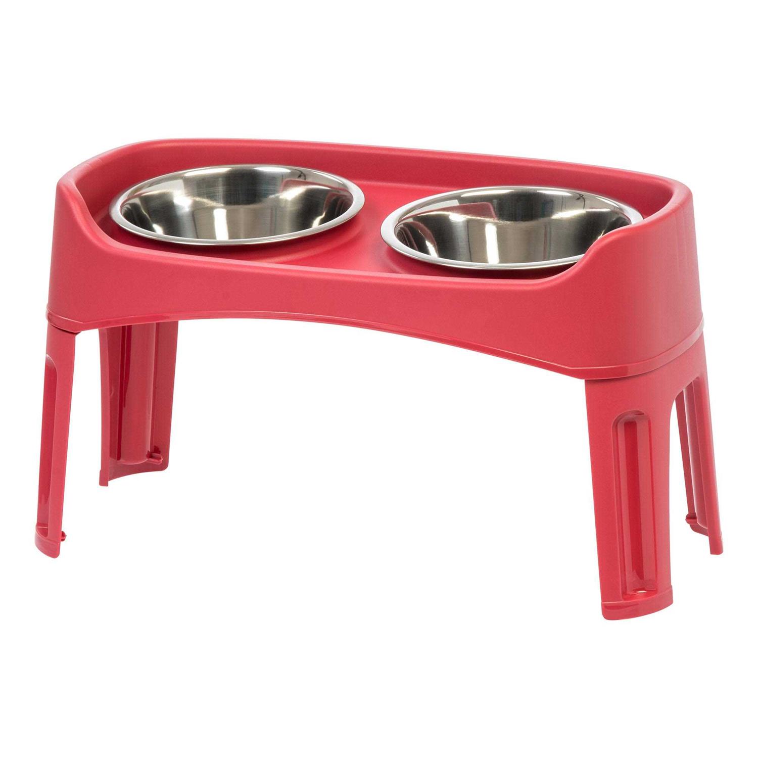Iris USA 12 inch Elevated Dog Bowls with Two 2 Qt Stainless Steel Bowls and Removable Legs - Healthber