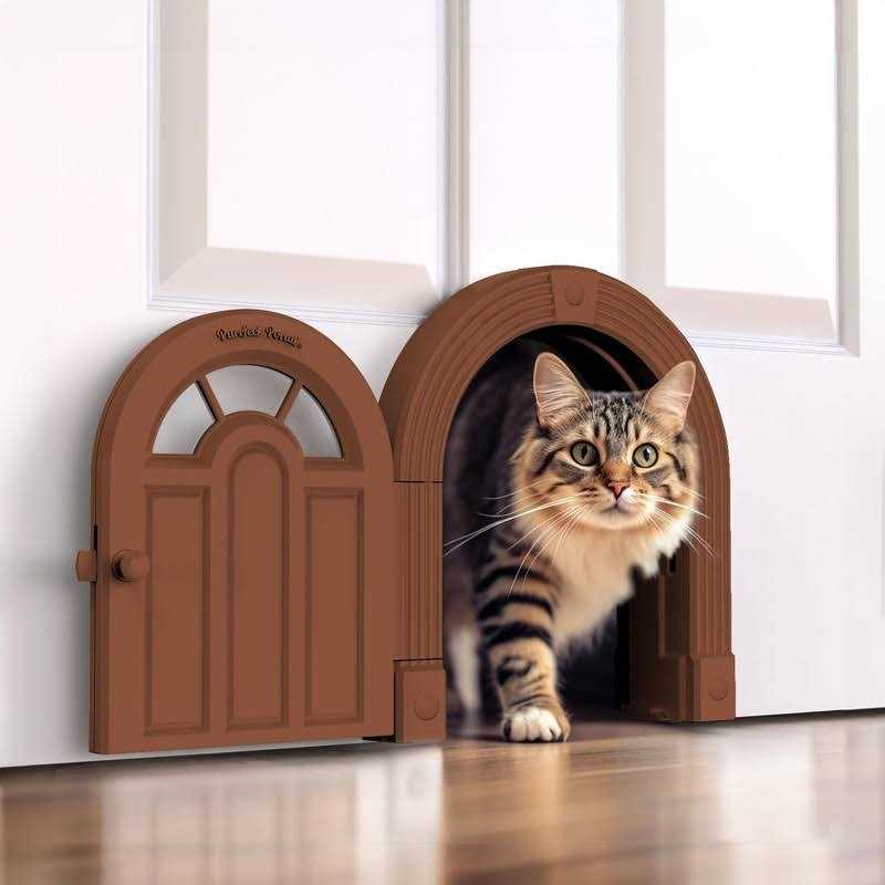 Purrfect Portal Cat Door Interior Door Meow Manor Extra Large Pet Door 10.25 x 11 No-Flap Cat Door Interior Door for Cats up to 30 lbs - Healthber